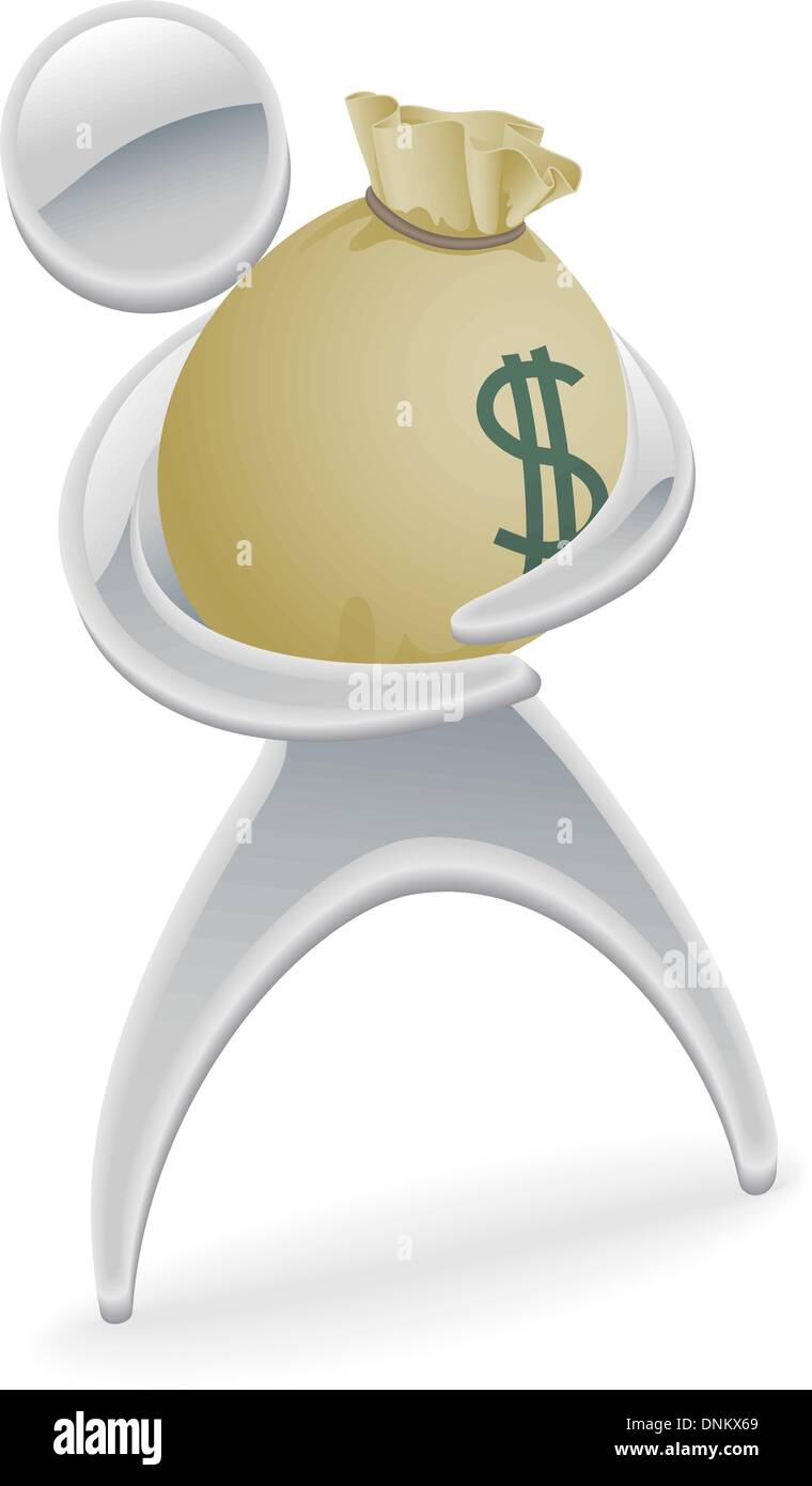 Metallic character holding large sack of money Stock Vector Image & Art ...