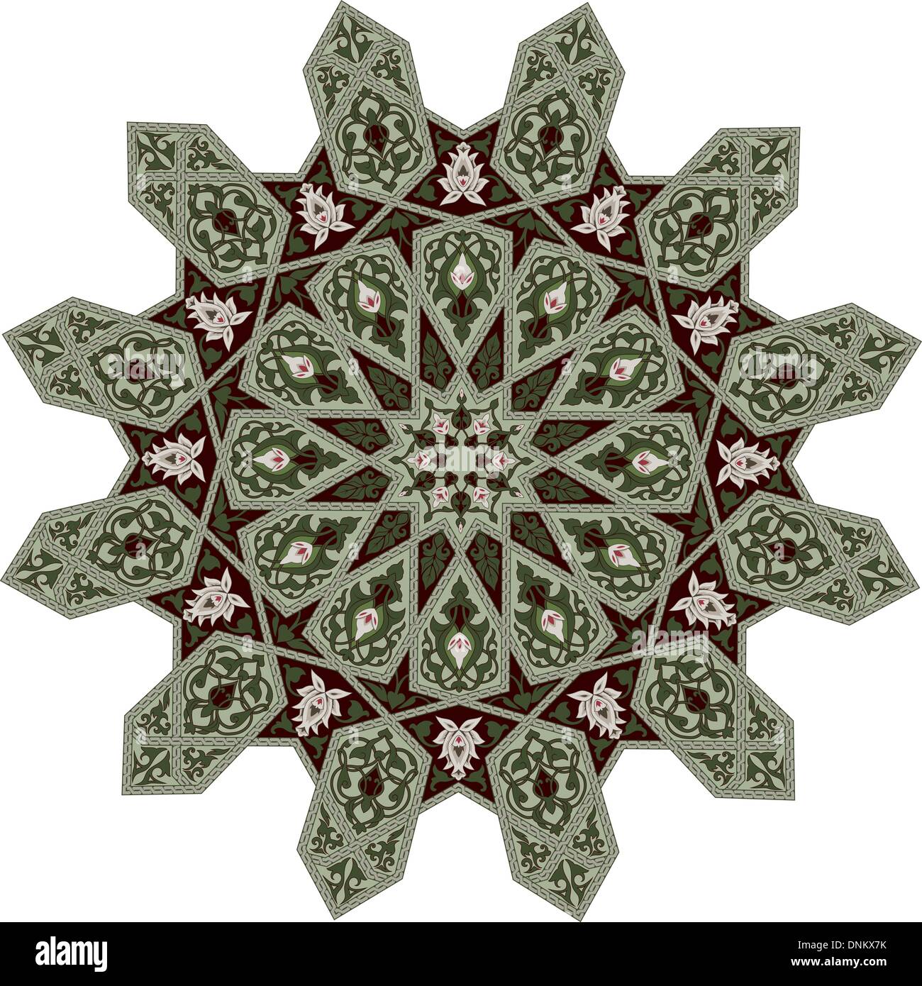 Arabic middle eastern floral pattern motif, based on Arabian ornament Stock Vector