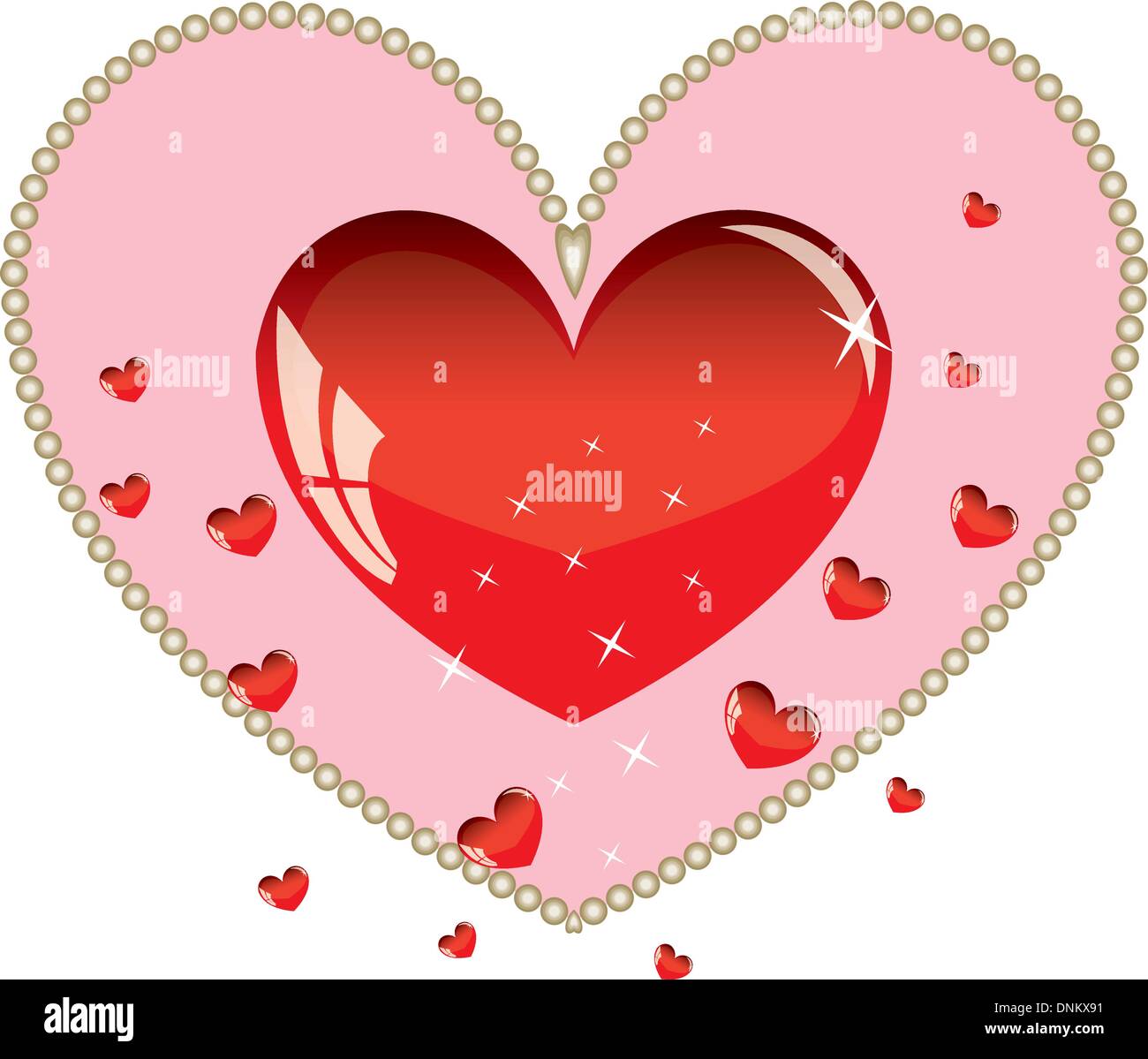 Valentines ornament with red love heart vector illustration Stock ...