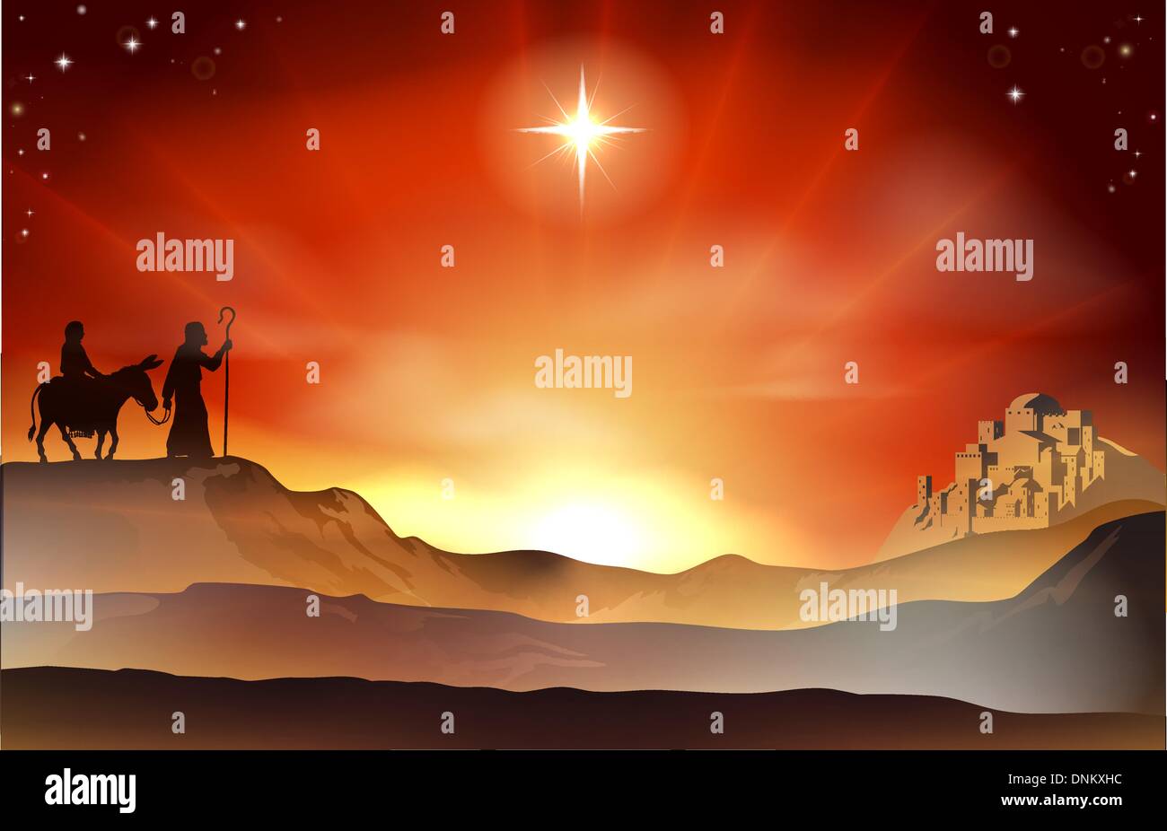 Mary and Joseph Nativity Christmas illustration with Mary and Joseph ...