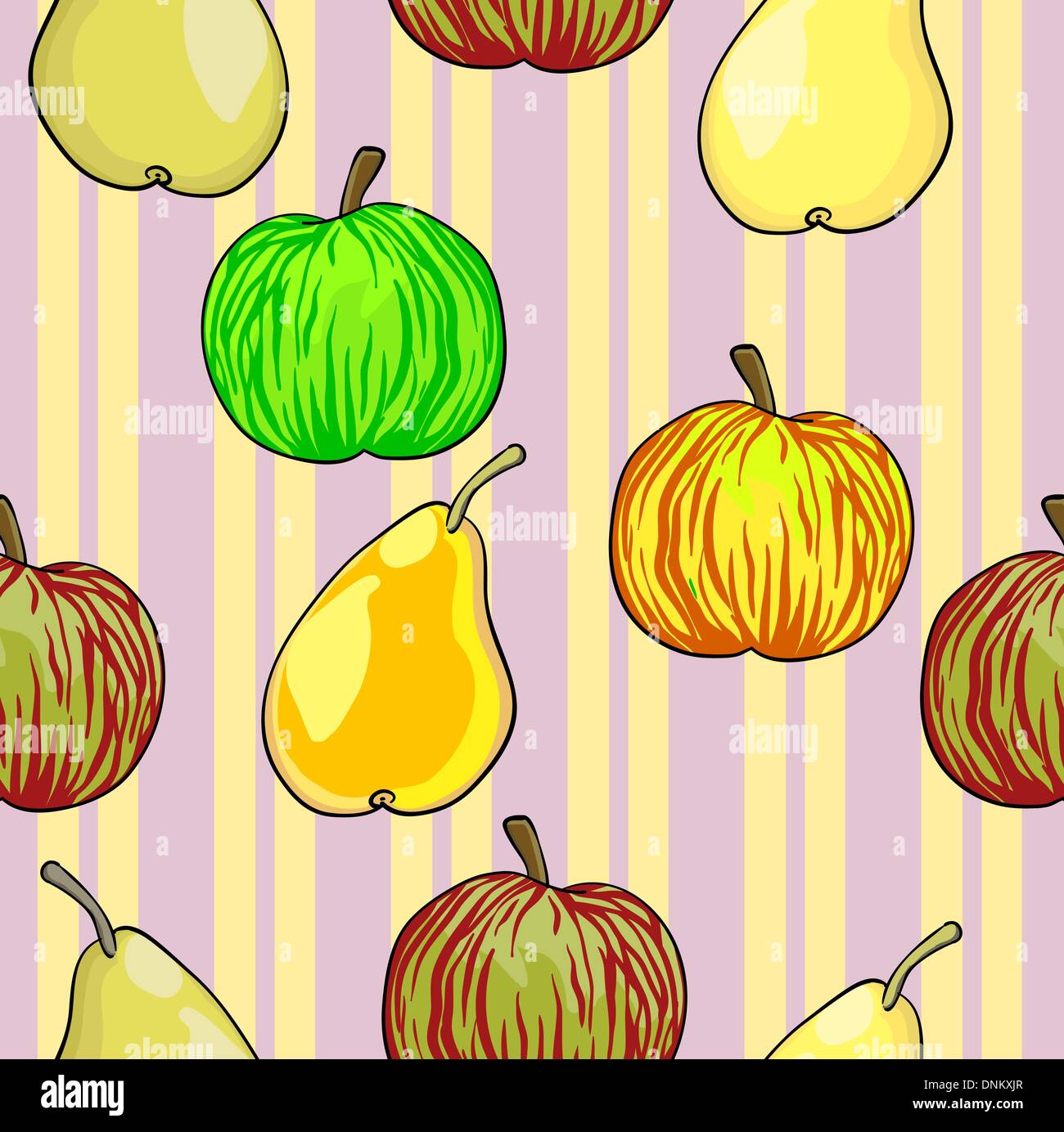 Seamless fruit pattern apples and pears vector illustration Stock ...
