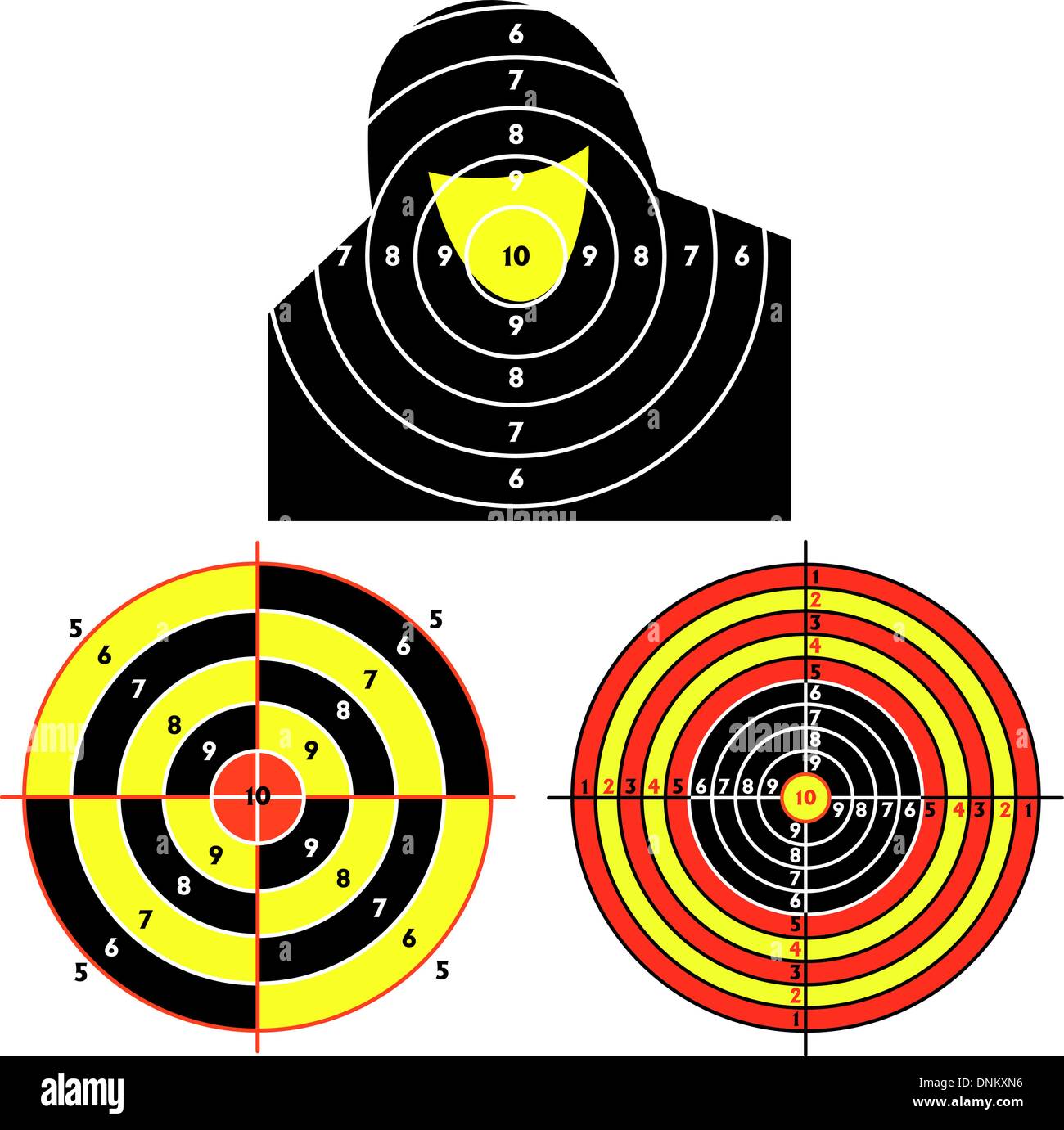 Set targets for practical pistol shooting, exercise. Vector illustration Stock Vector