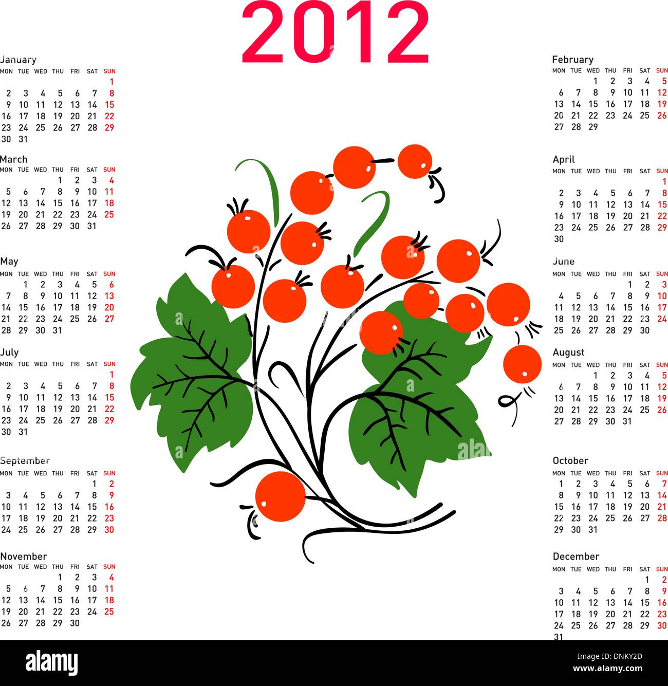 stylish-calendar-with-flowers-for-2012-week-starts-on-monday-stock