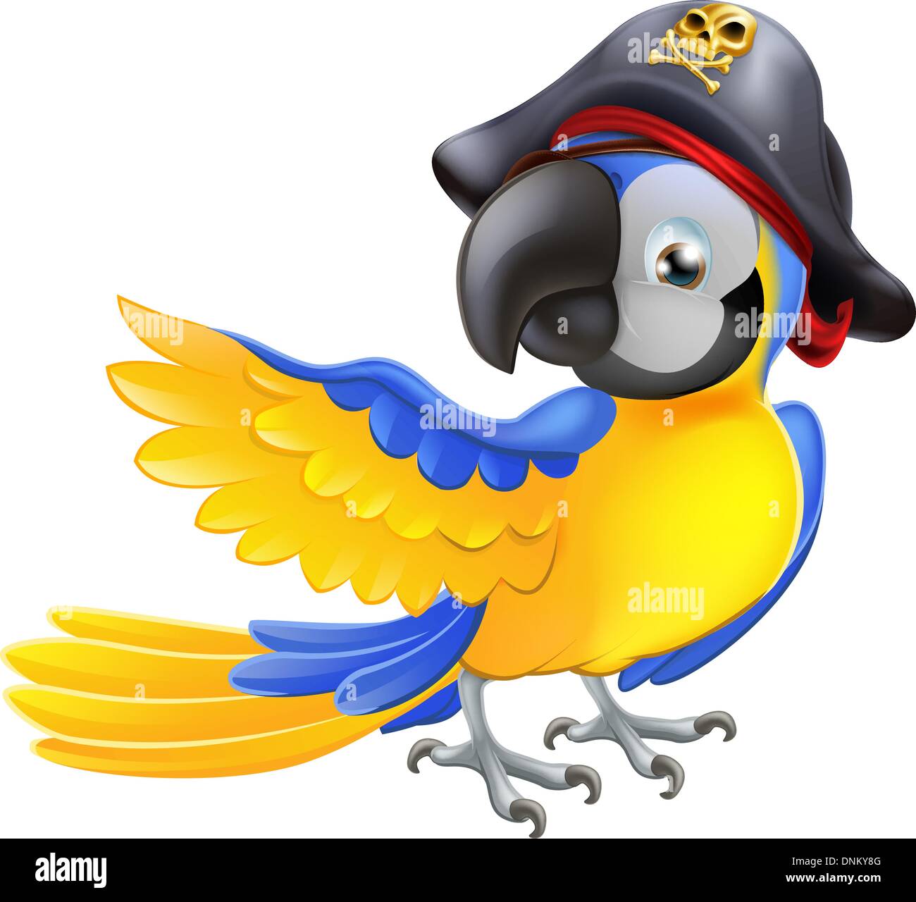 A Blue Cartoon Parrot With A Pirate Hat And Eye Patch Pointing With Stock Vector Image Art Alamy
