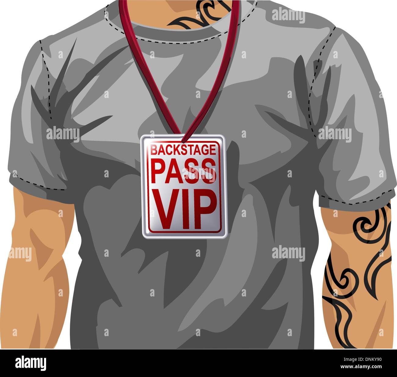 Illustration of man wearing backstage VIP pass around neck Stock Vector