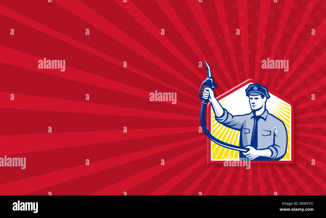 Business card template illustration of fuel jockey gasoline attendant