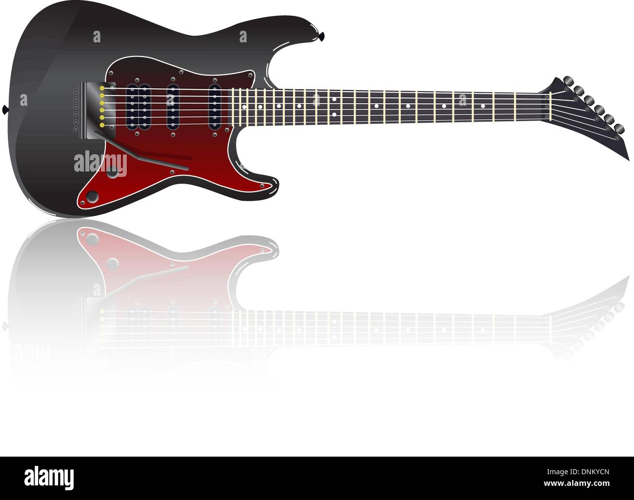 Black electric guitar on a white background Stock Vector Image & Art ...
