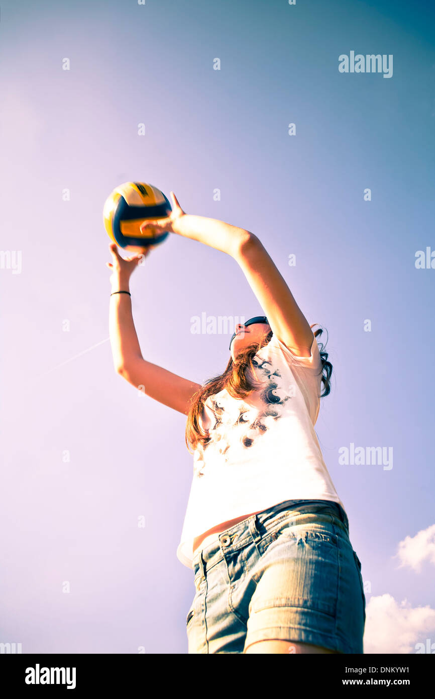 Girl playing volleyball Stock Photo Alamy