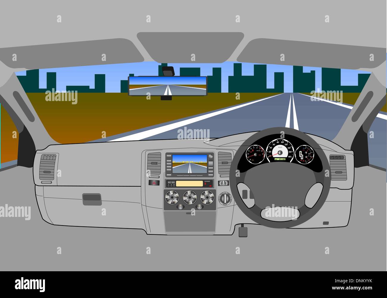 The car without a driver on the road. Stock Vector