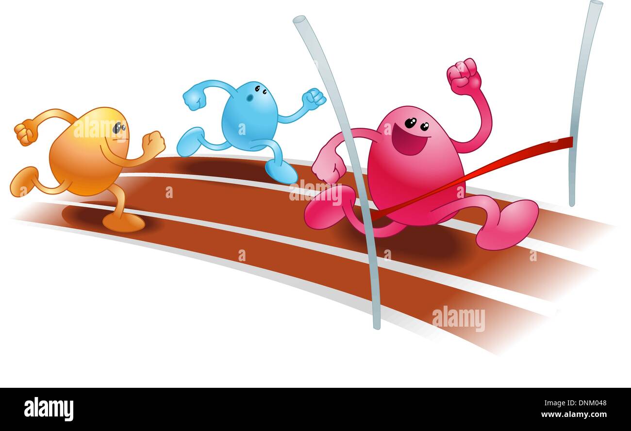 Some beanies having a foot race! Red’s about to cross the finish line! Stock Vector