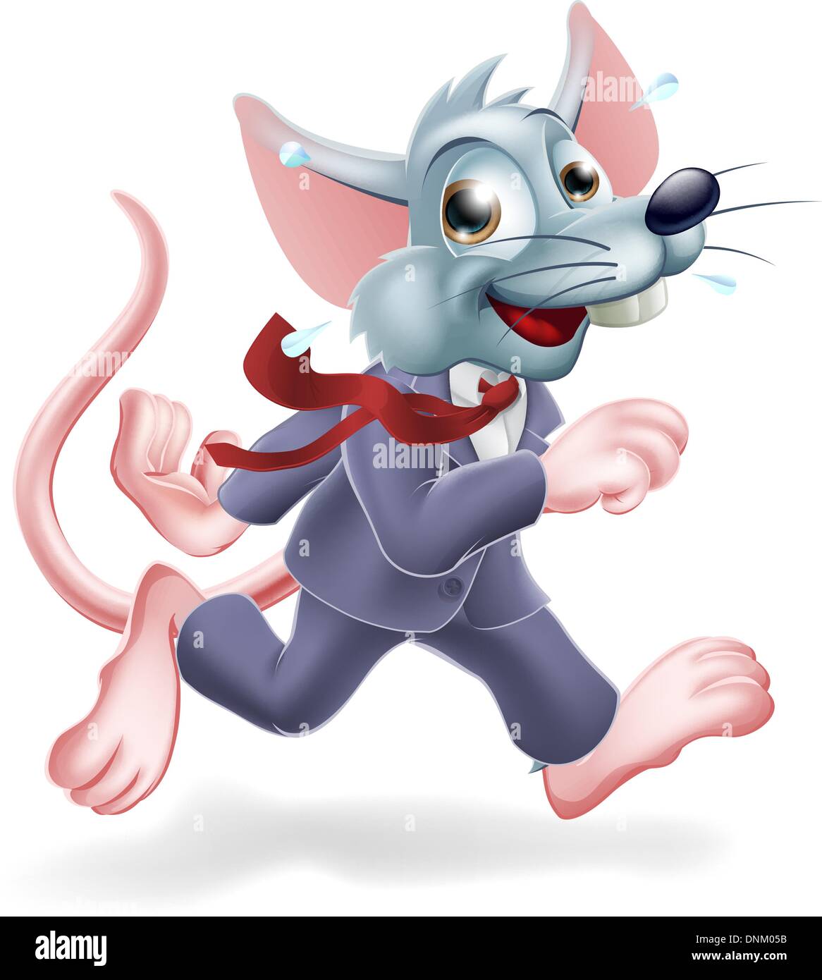 Conceptual illustration of business rat race. A cartoon rat worker wearing a business suit rushing around, concept for work life Stock Vector