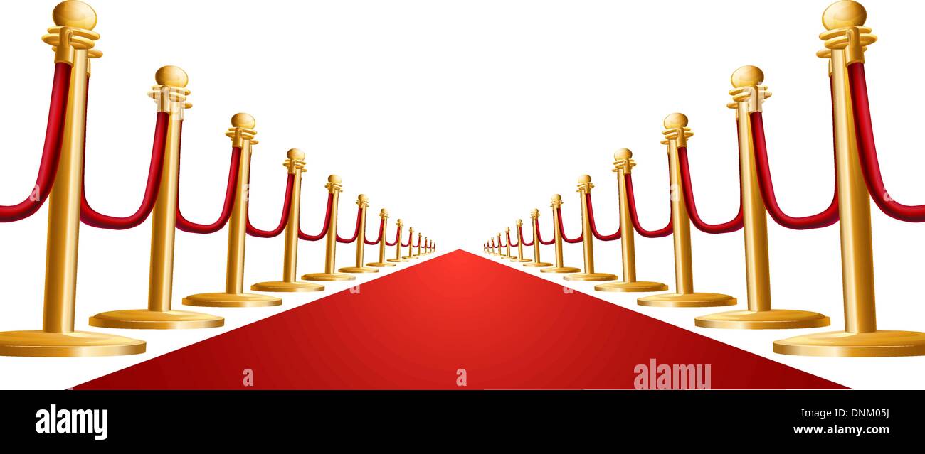 Illustration of a red velvet rope and red carpet Stock Vector