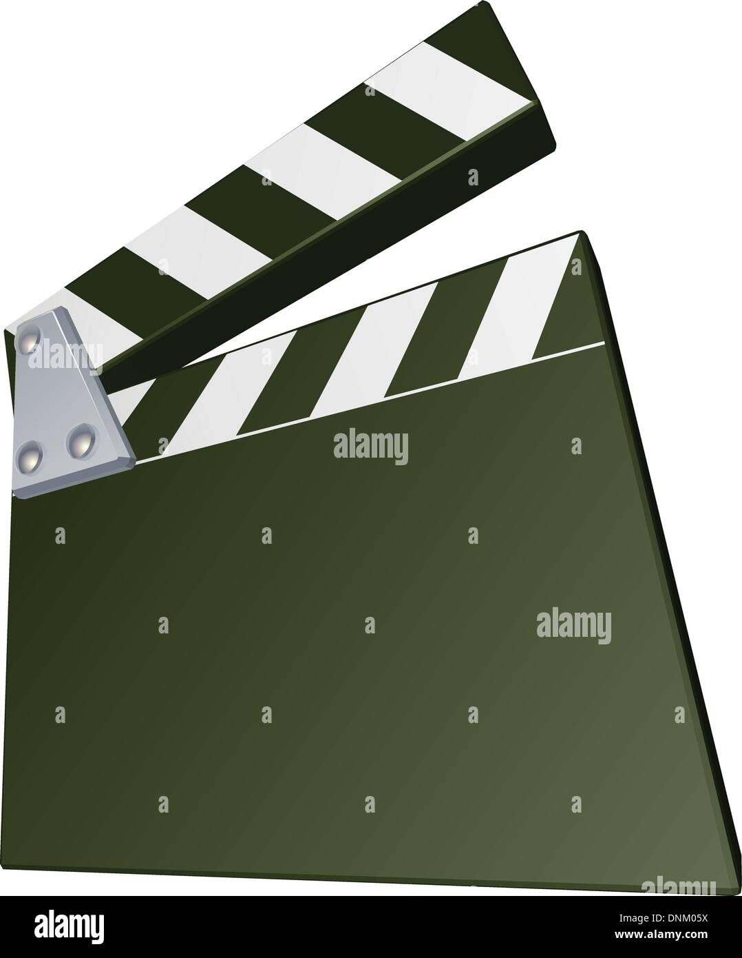 A film clap clapper board clapperboard illustration with dynamic perspective. Copyspace on the board for your text. Stock Vector