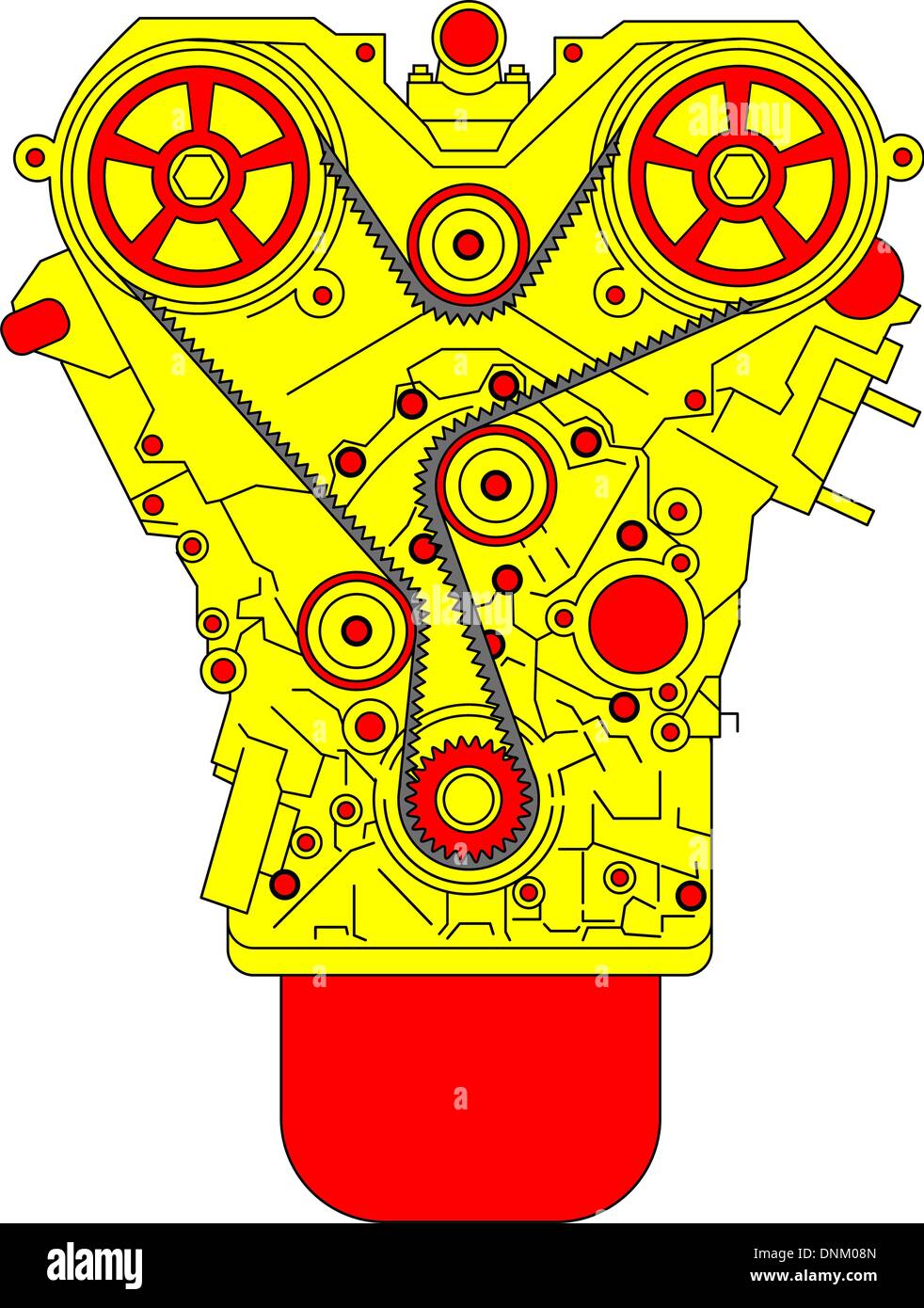 engine, as seen from in front. Vector illustration. Stock Vector