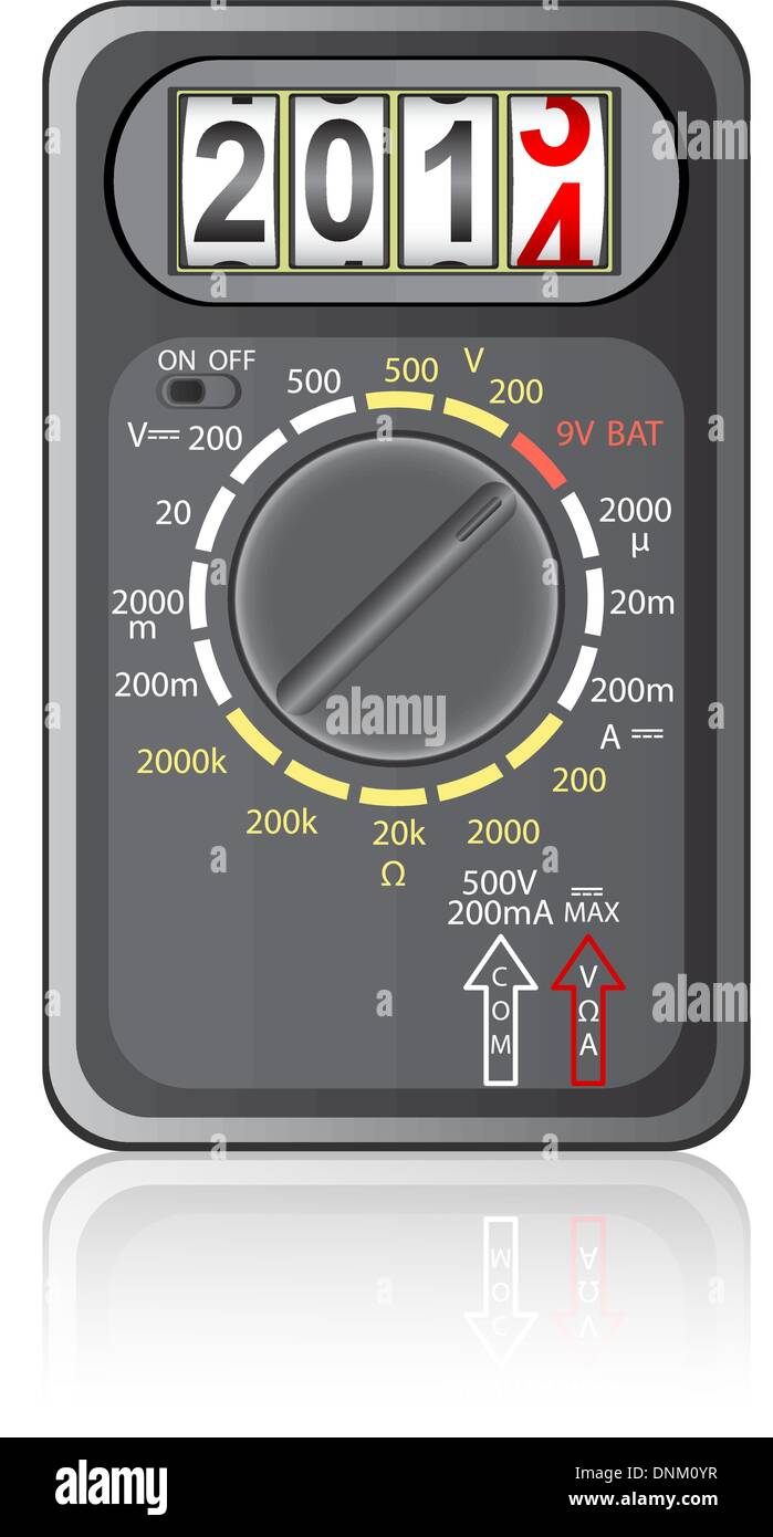2014 New Year Multimeter  on a white background, vector. Stock Vector