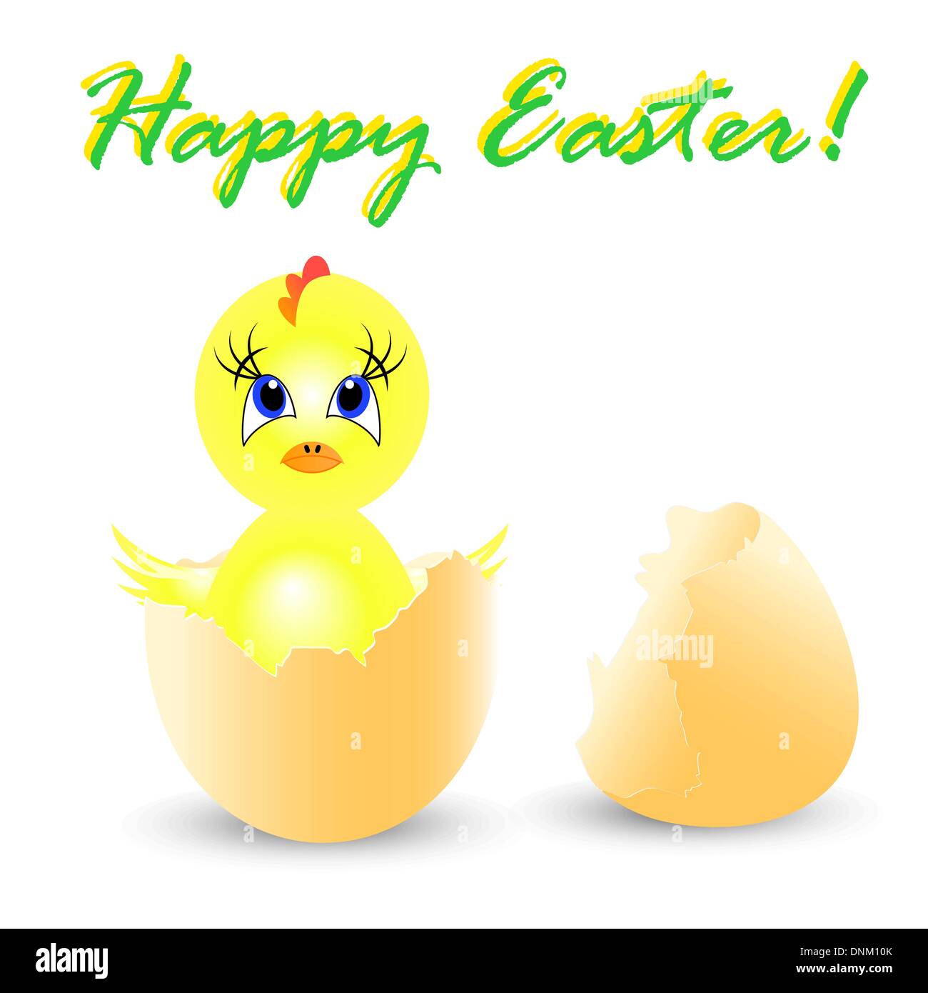 easter holiday illustration with chicken Sits in egg Stock Vector
