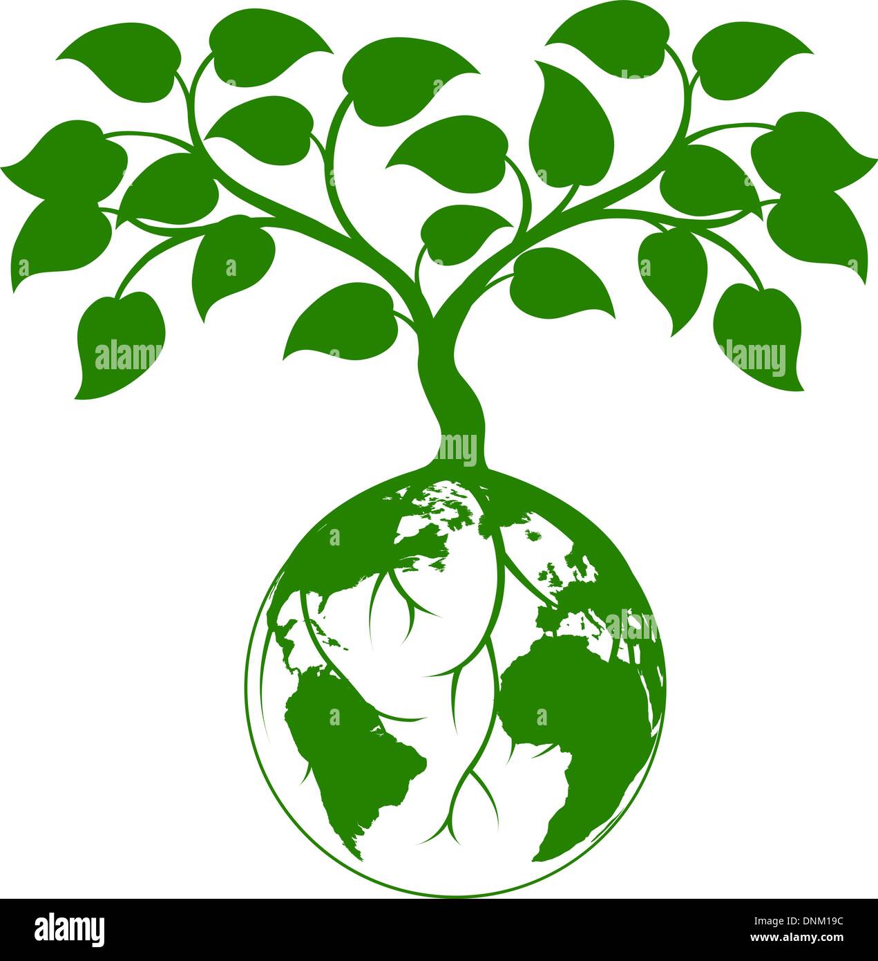 Illustration Of A Tree Growing With Its Roots Round The Earth Or Growing Out Of The Earth Stock Vector Image Art Alamy