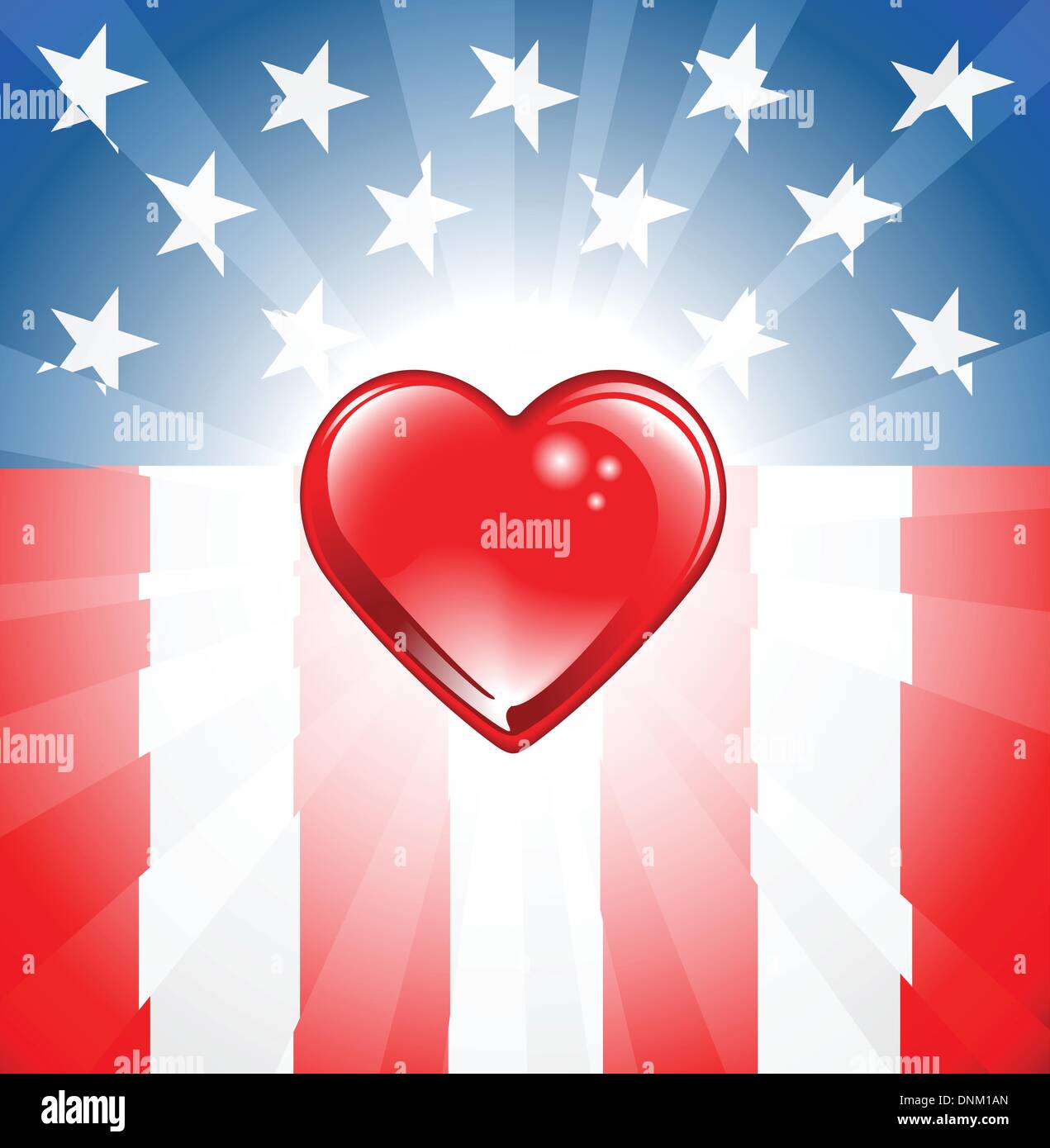 A background featuring Heart shape and stars and stripes background Stock Vector