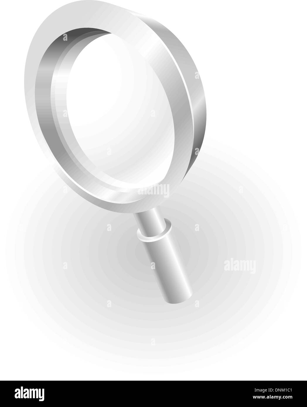 Illustration of a silver metallic magnifying glass Stock Vector