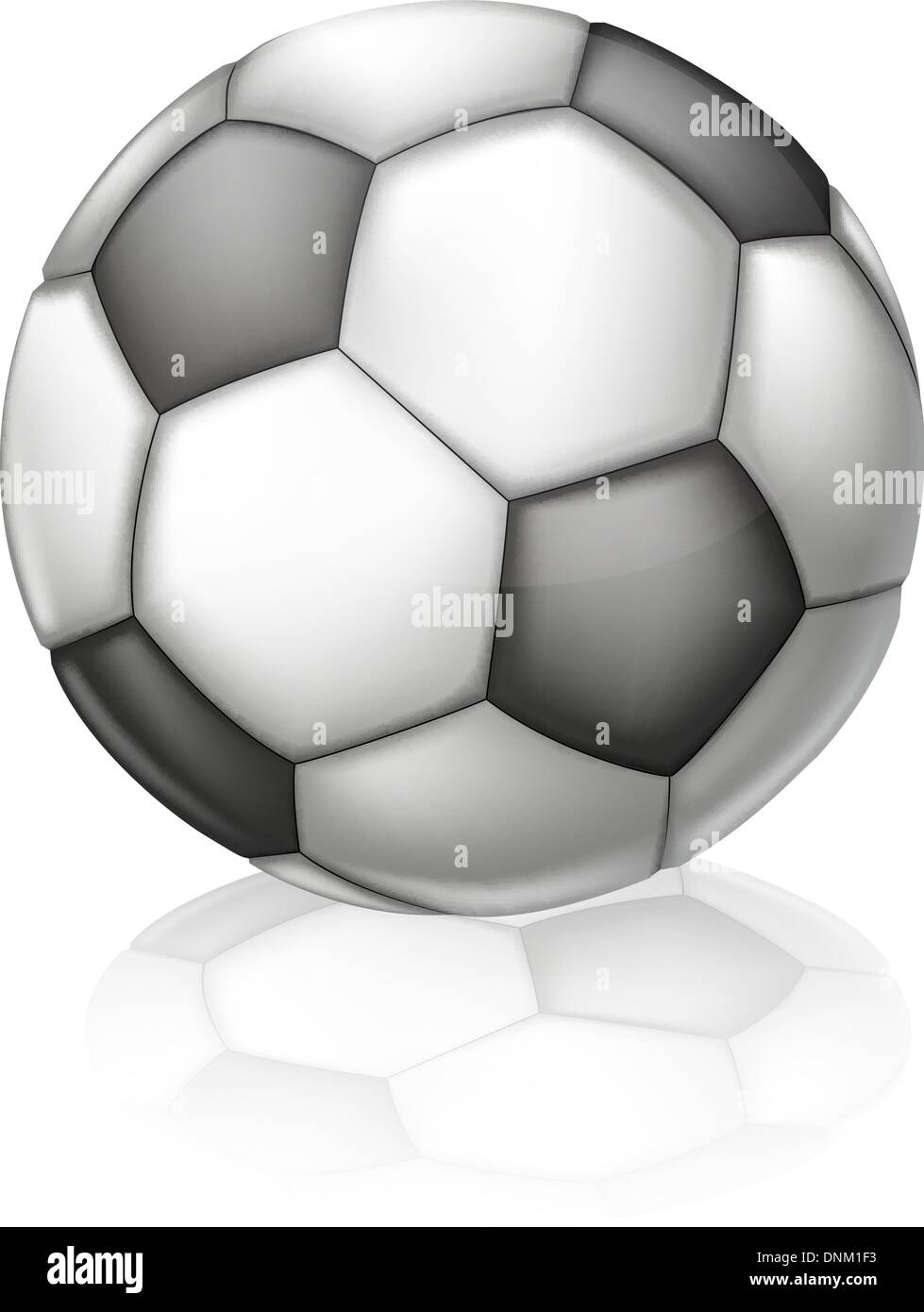 An illustration of a classic black and white Soccer ball with hexagon