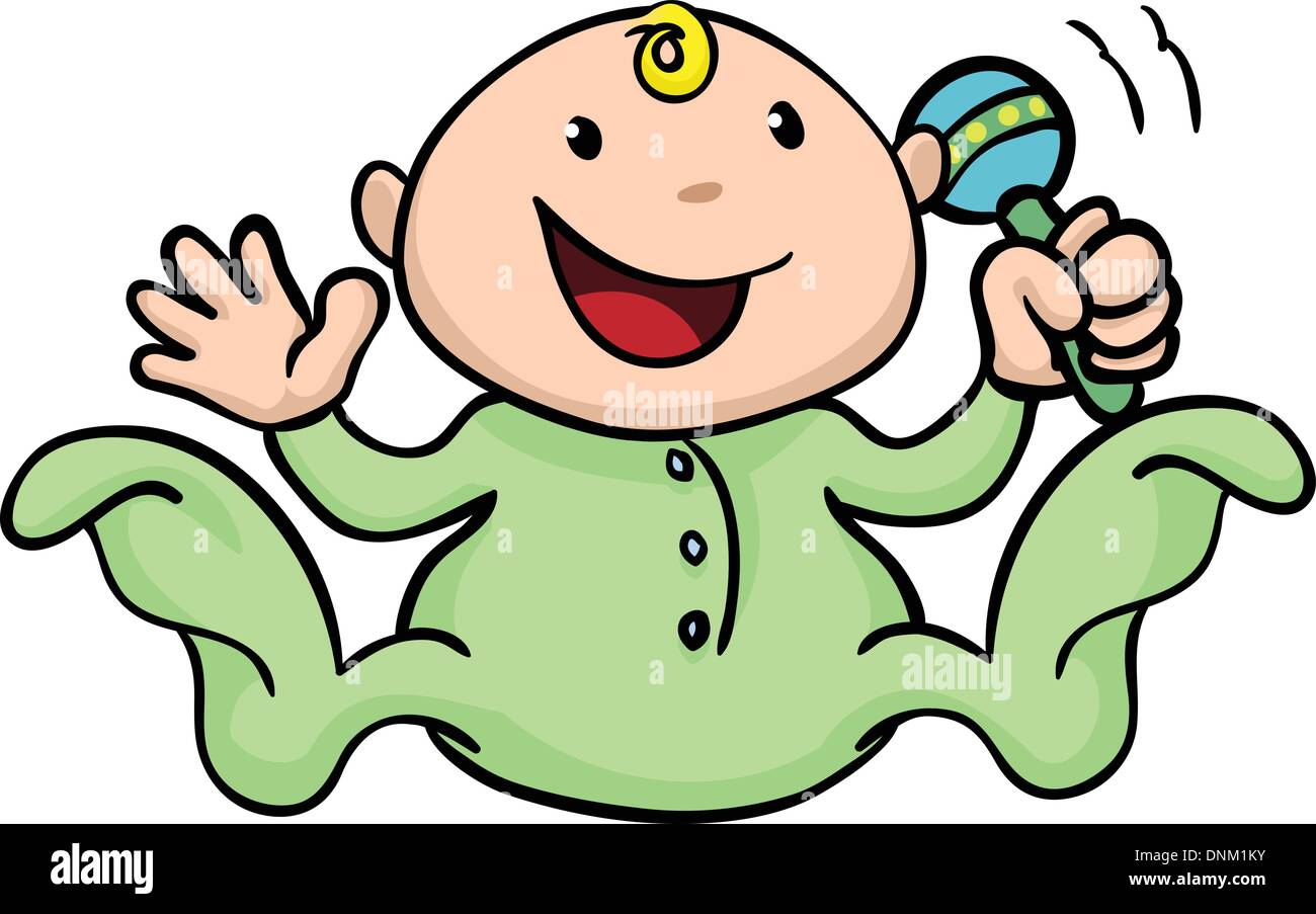 Clipart illustration of a happy cute baby playing with his or her ...