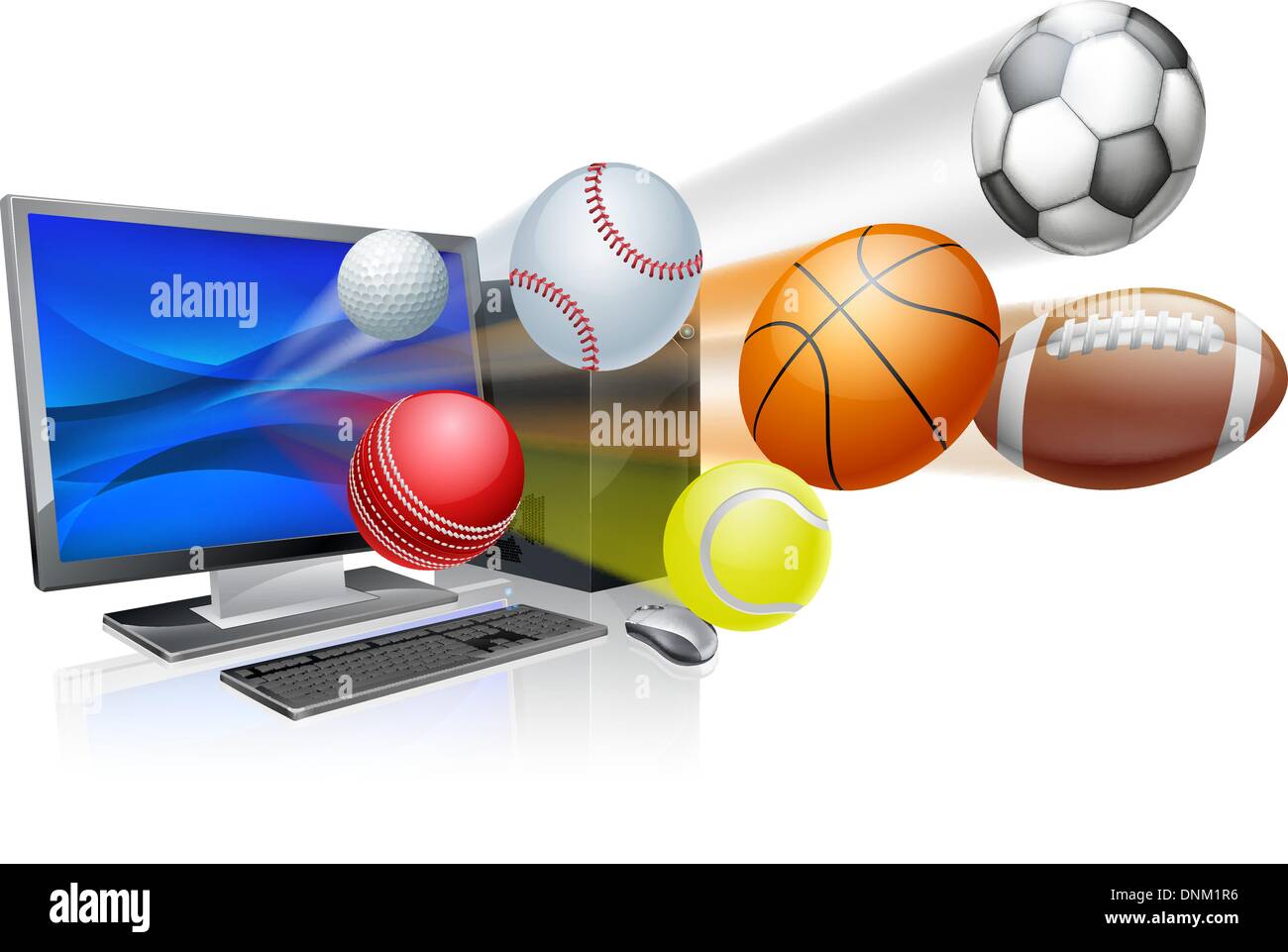 Sports computer app concept, an illustration of a pc computer with ...