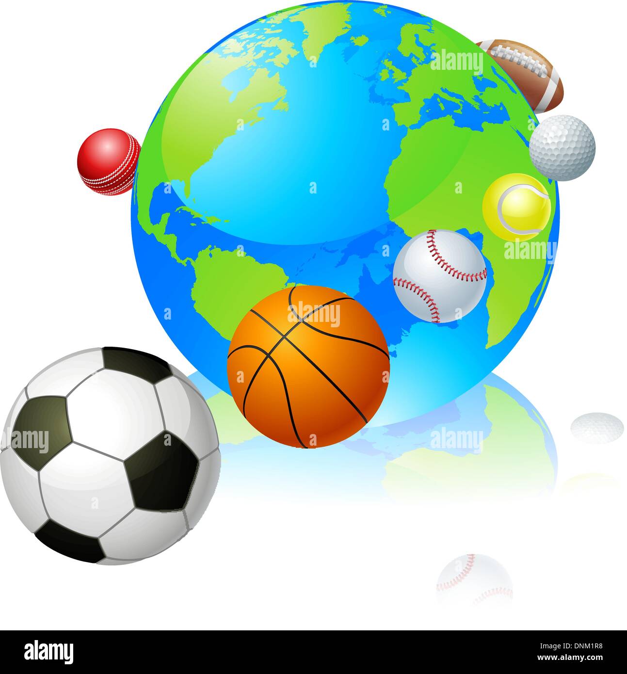 Sports globe world concept, a globe with different sports balls flying  around it Stock Vector Image & Art - Alamy