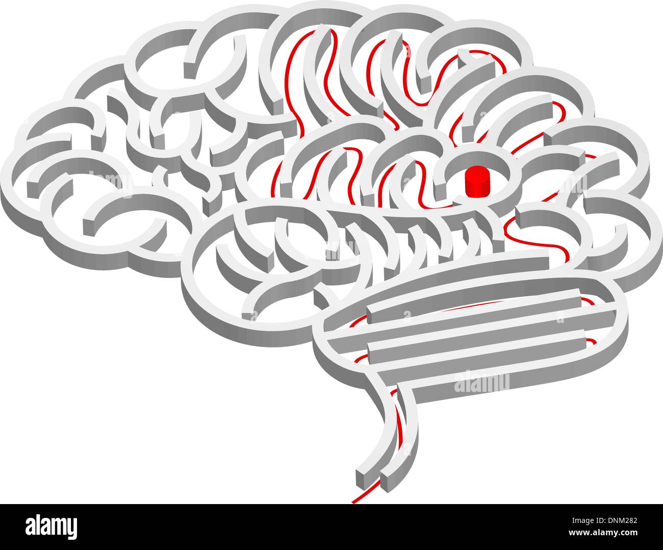 A maze in the shape of a brain with path to the centre Stock Vector ...