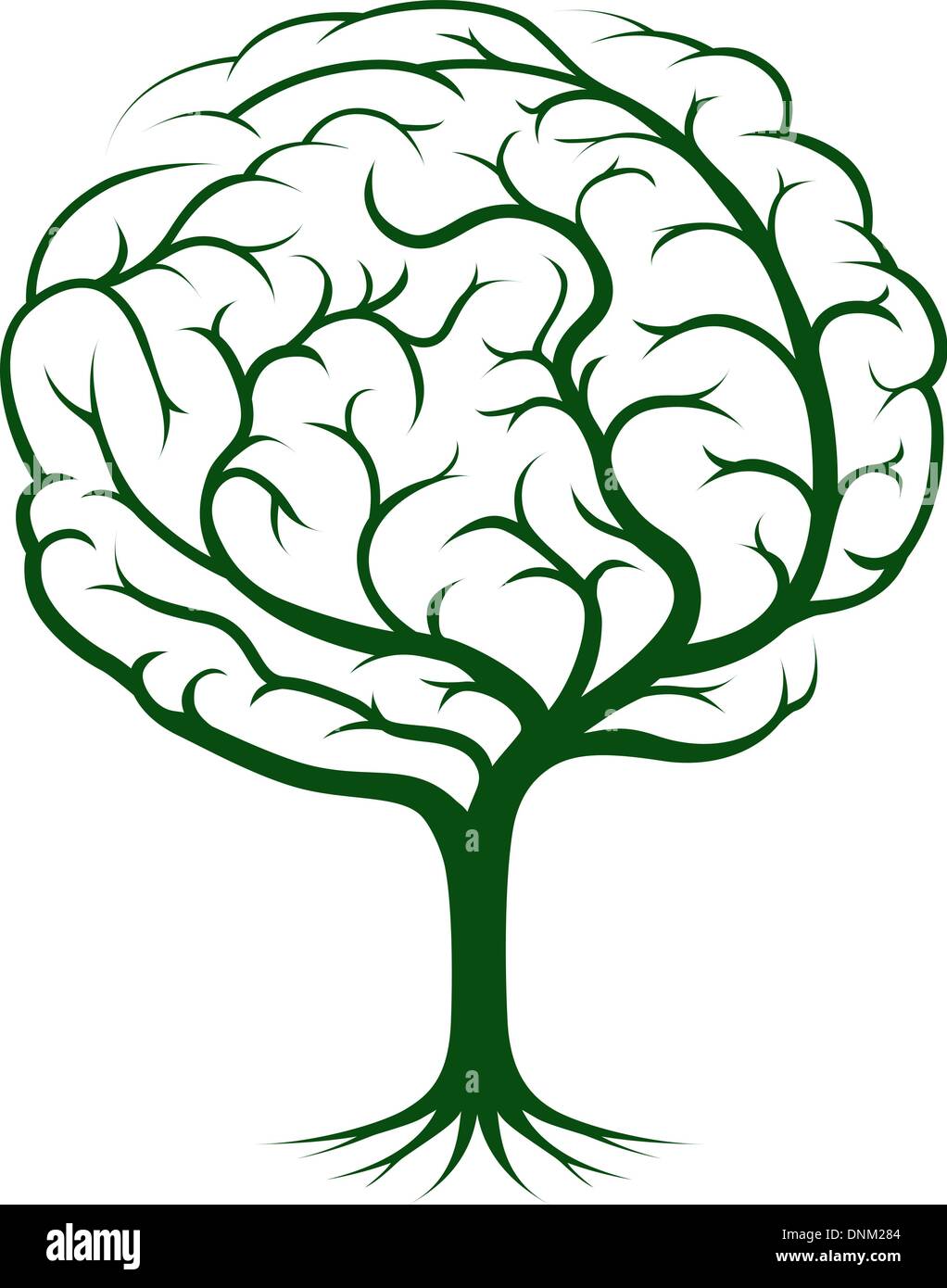 Brain tree illustration, tree of knowledge, medical, environmental or psychological concept Stock Vector