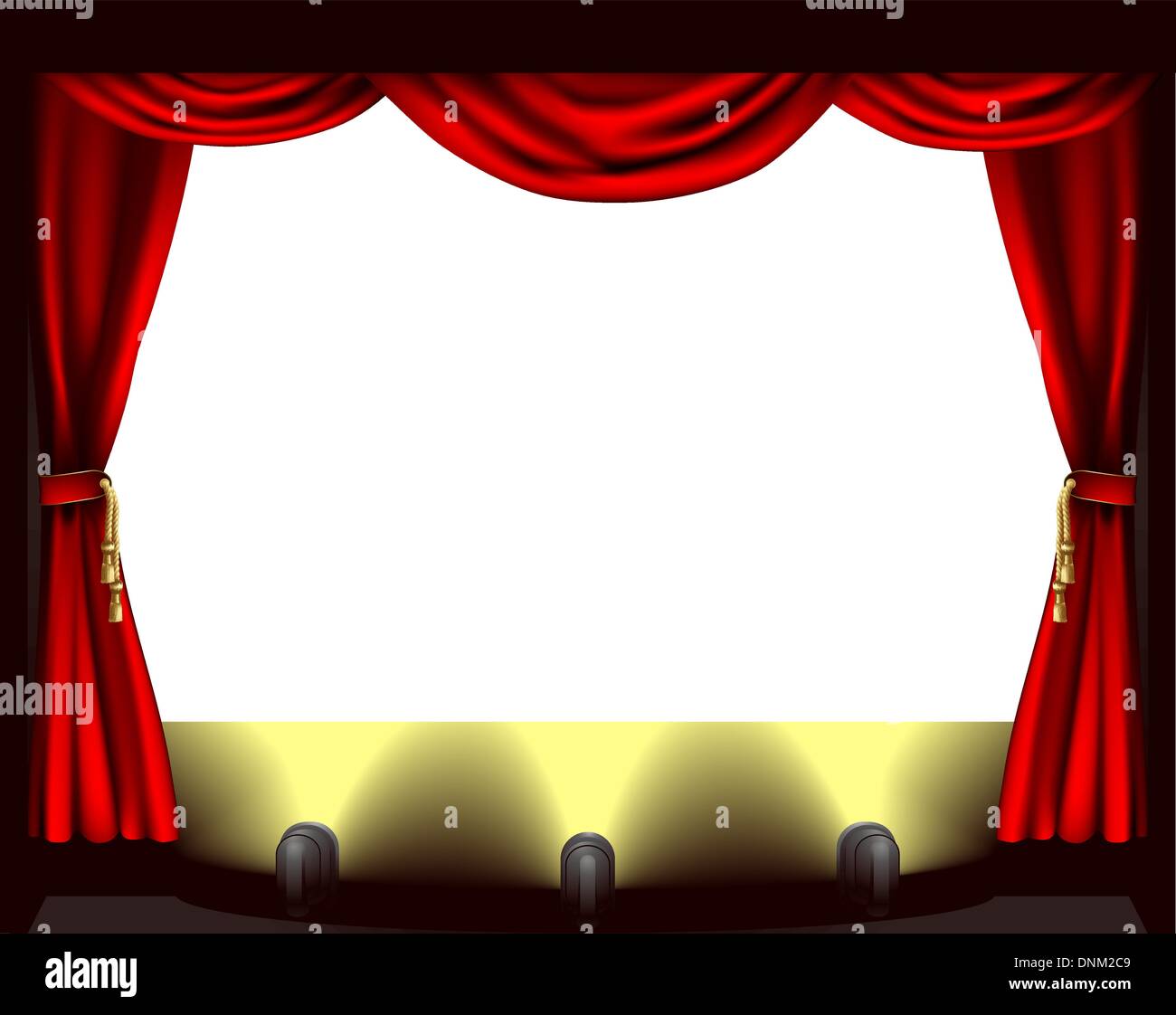 A theatre stage, lights and curtain illustration Stock Vector