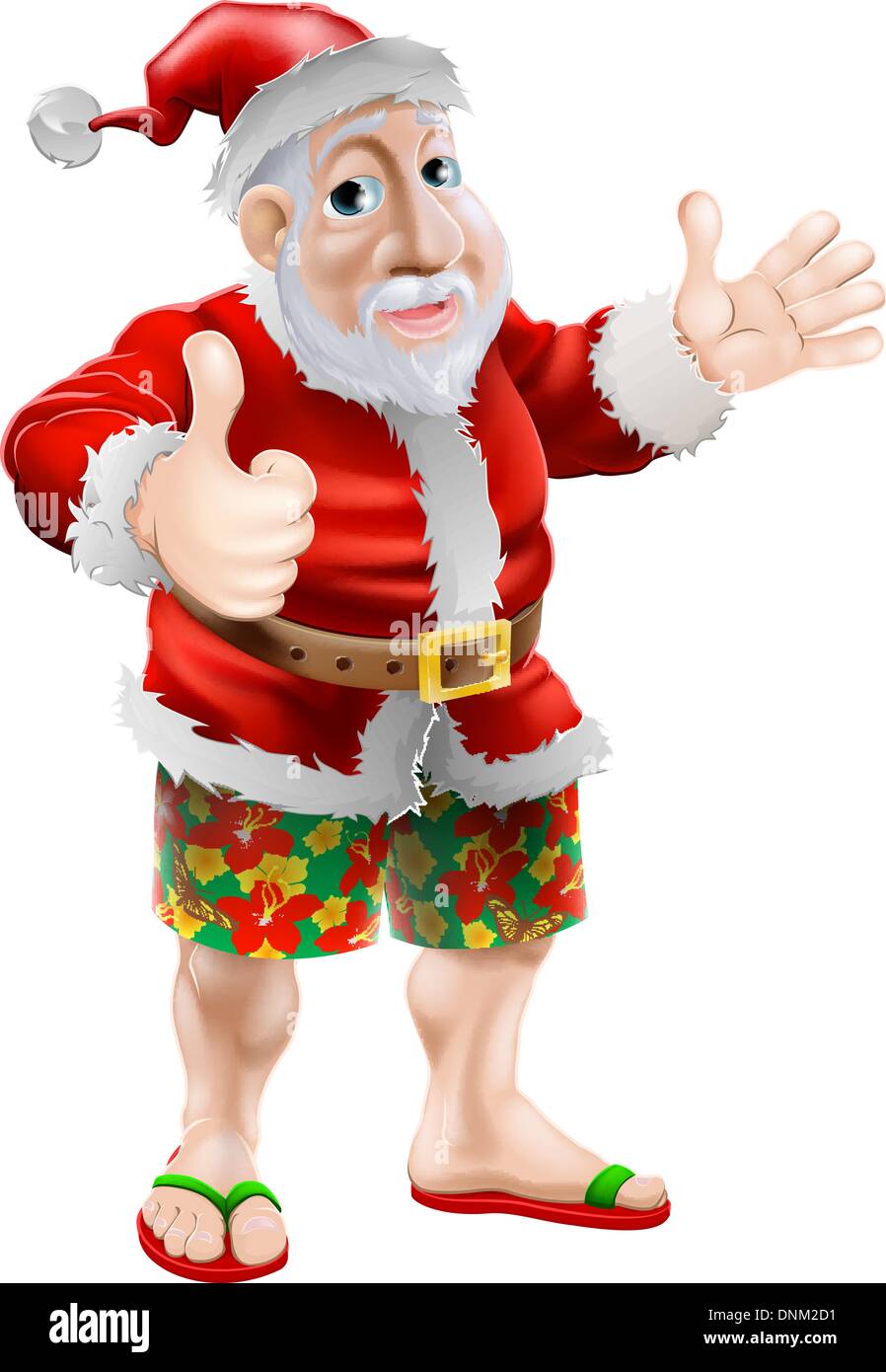Summer Santa in beach wear long board shorts or Bermuda shorts