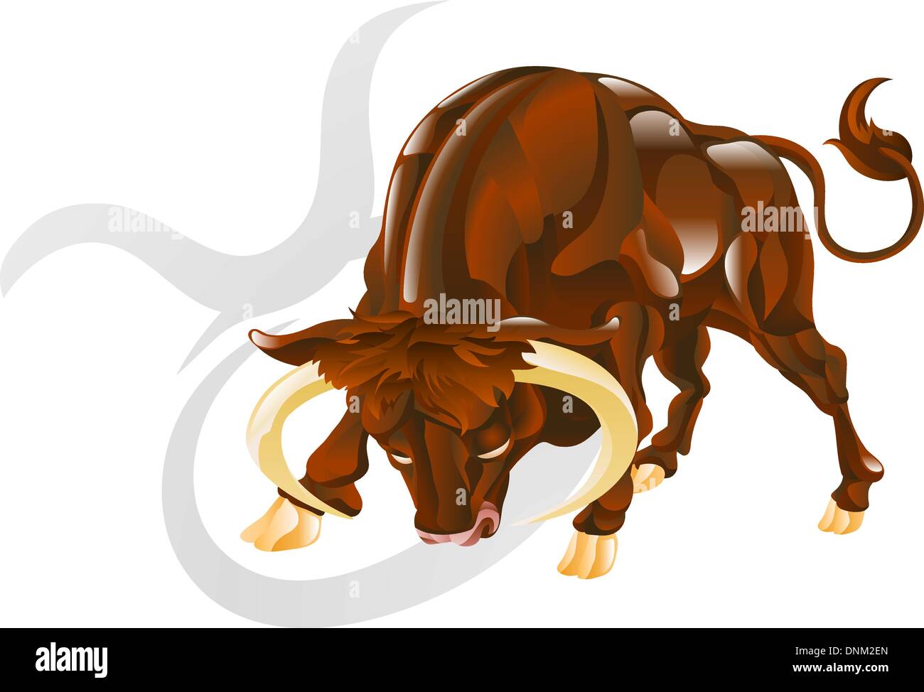 Illustration representing Taurus the bull star or birth sign. Includes the symbol or icon in the background Stock Vector