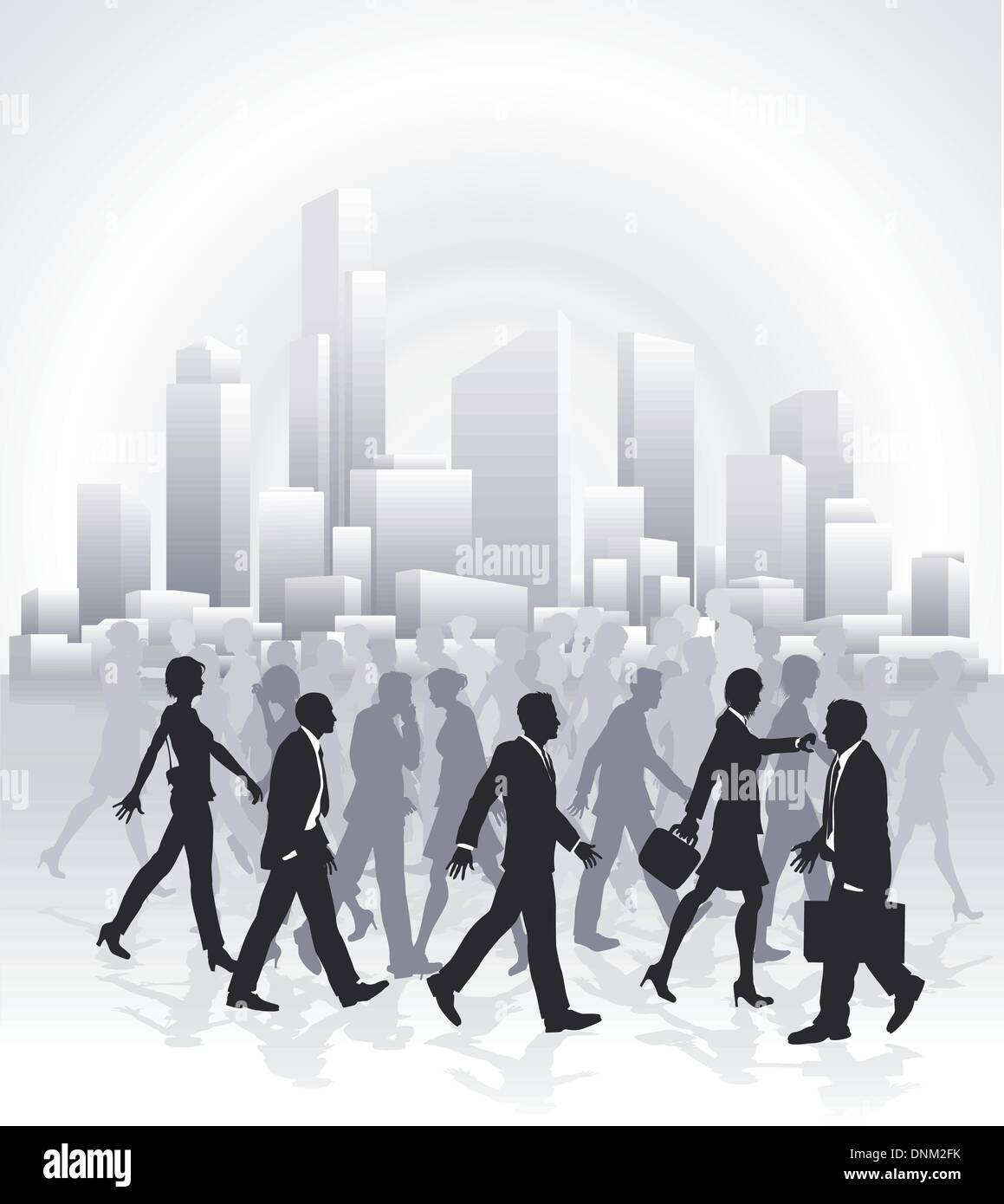 Groups of business people rushing in front of city skyline Stock Vector ...