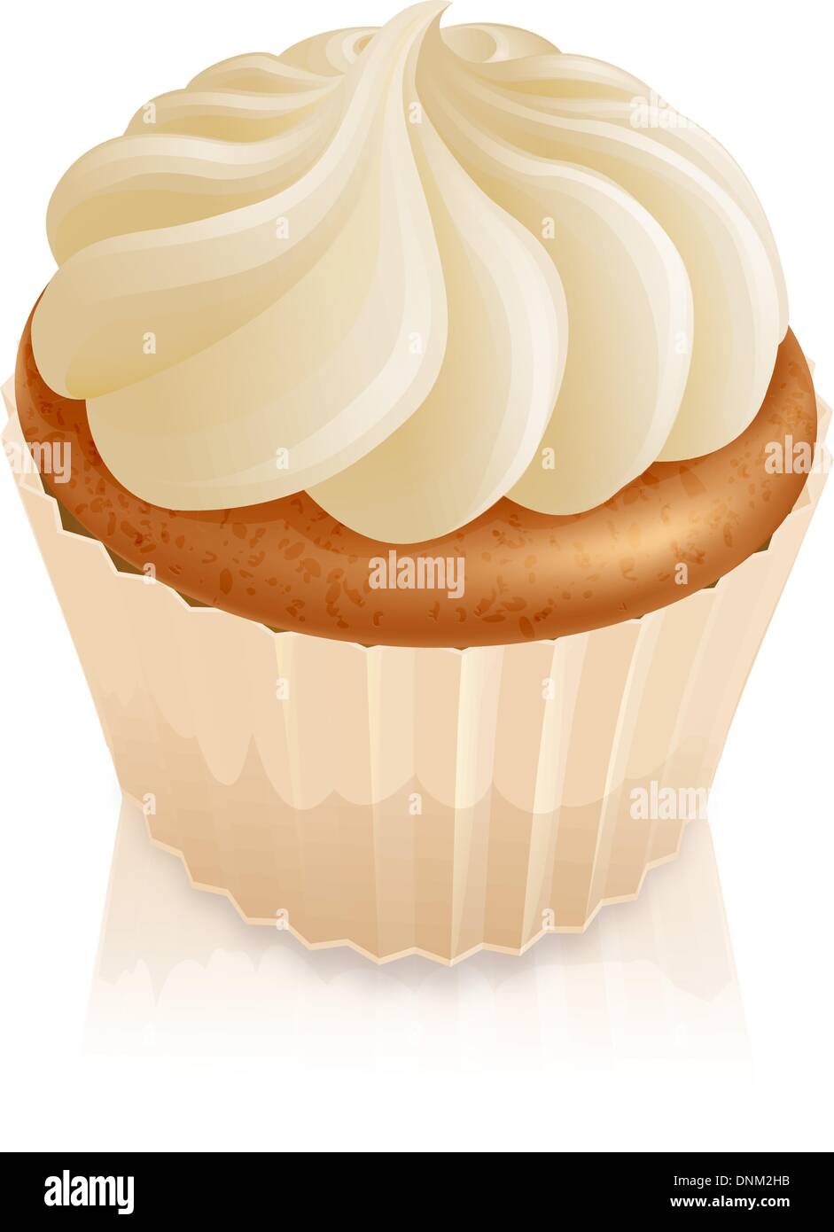 Illustration of fairy cake cupcake with white butter cream icing on top