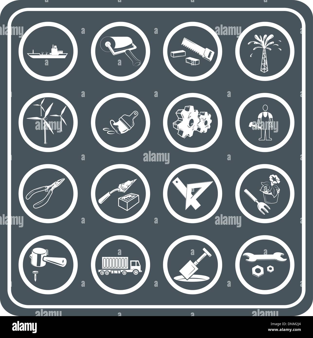 Tools and industry icon set Stock Vector