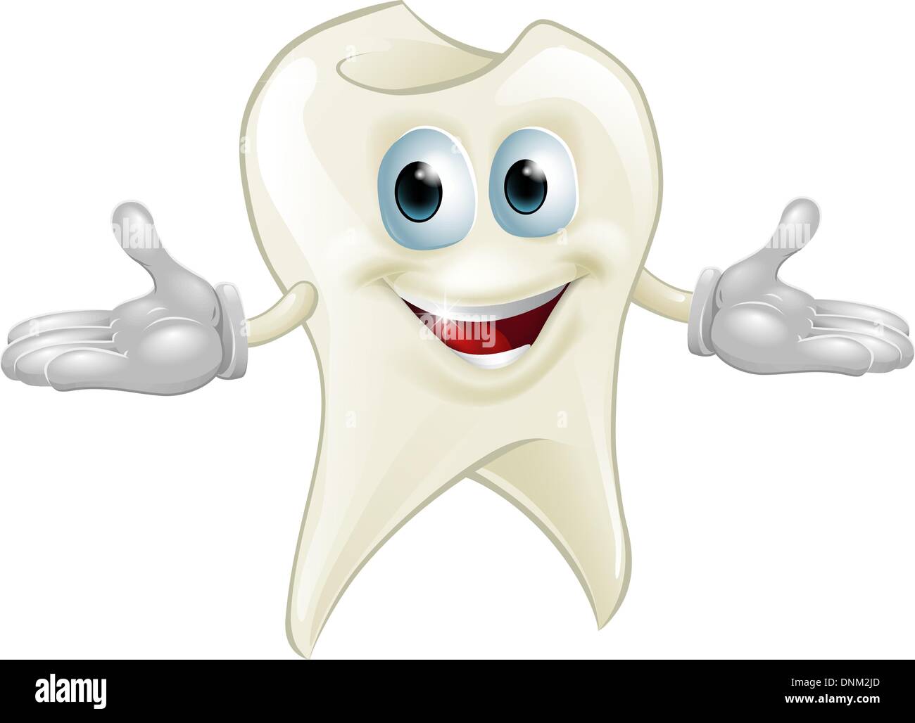 Illustration of a cute happy tooth mascot dental cartoon character Stock Vector