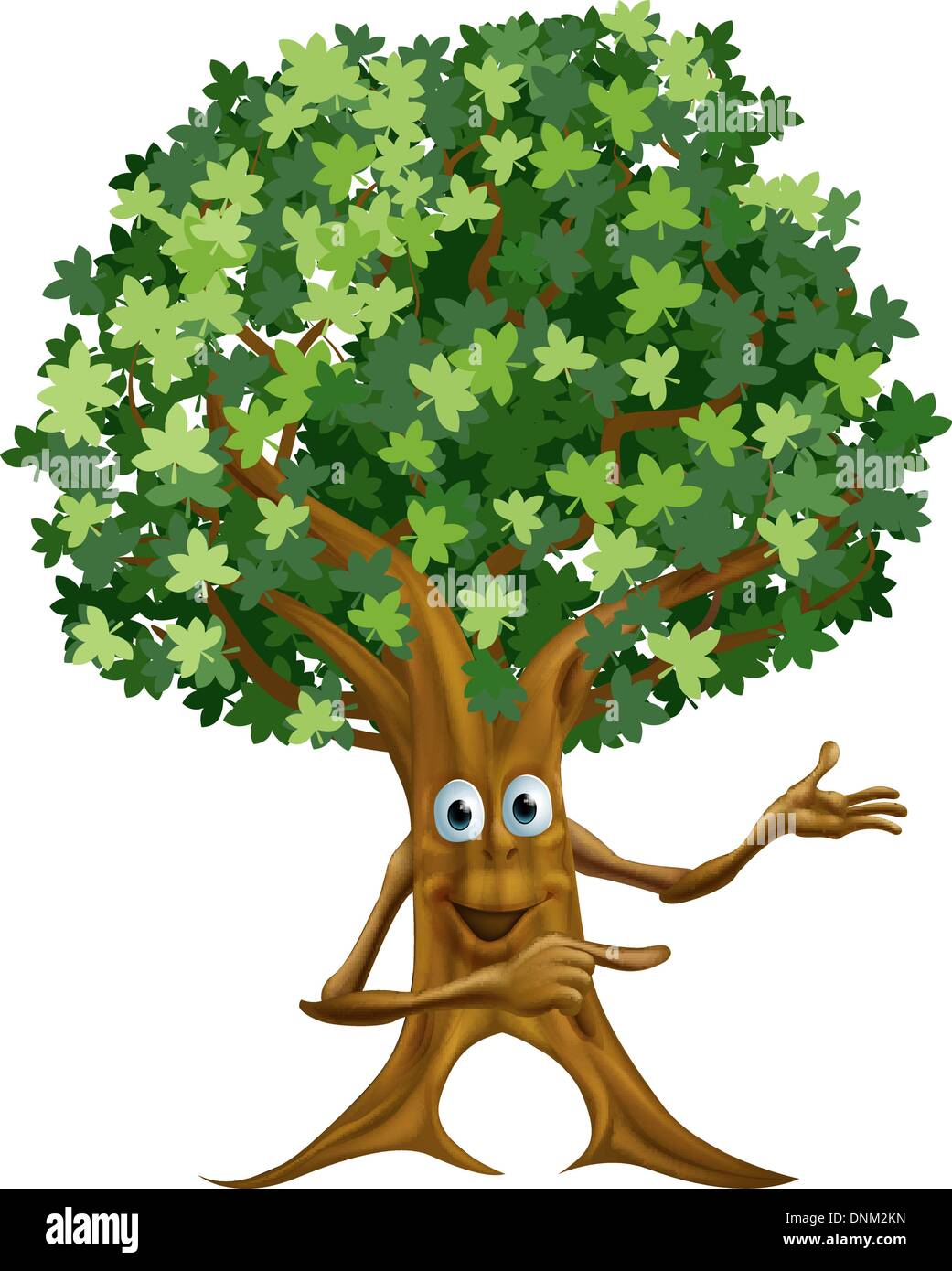 Drawing of a happy friendly tree man character pointing at something Stock  Vector Image & Art - Alamy