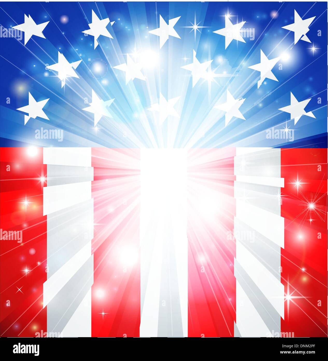 American flag patriotic background with stars and stripes and space for text in the center Stock Vector