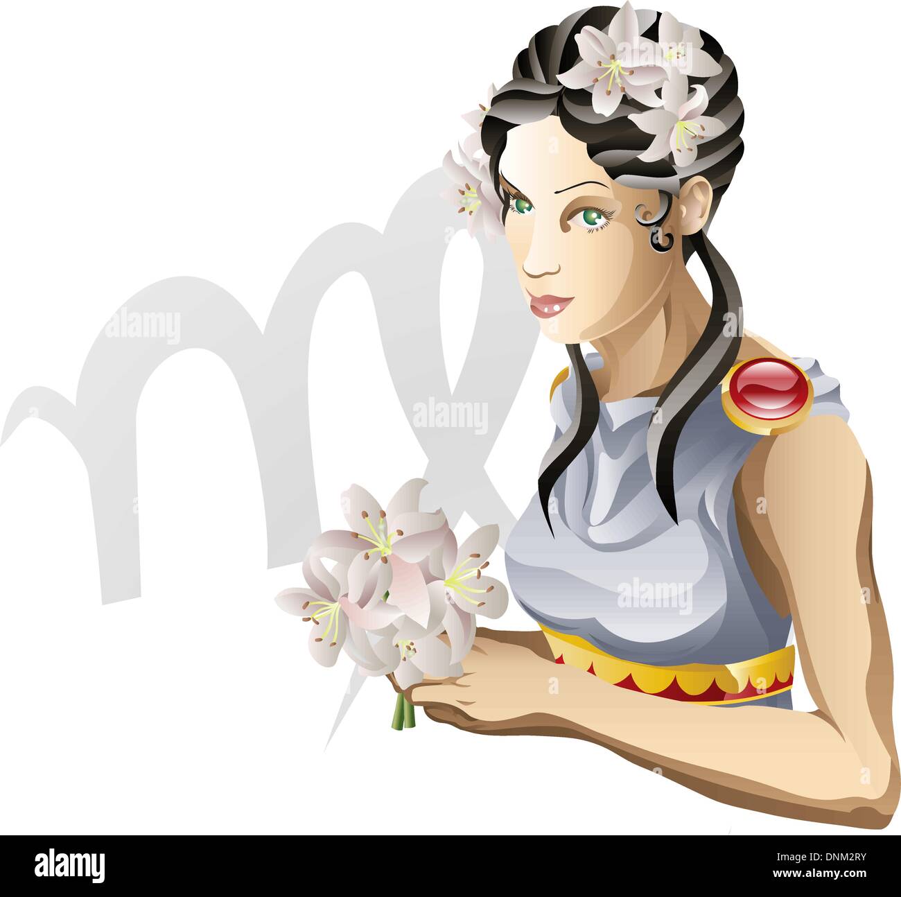 Illustration representing Virgo the virgin star or birth sign. Includes