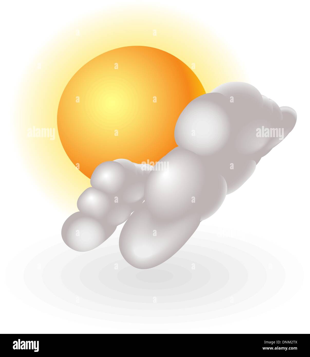 Illustration of shining sun and clouds Stock Vector