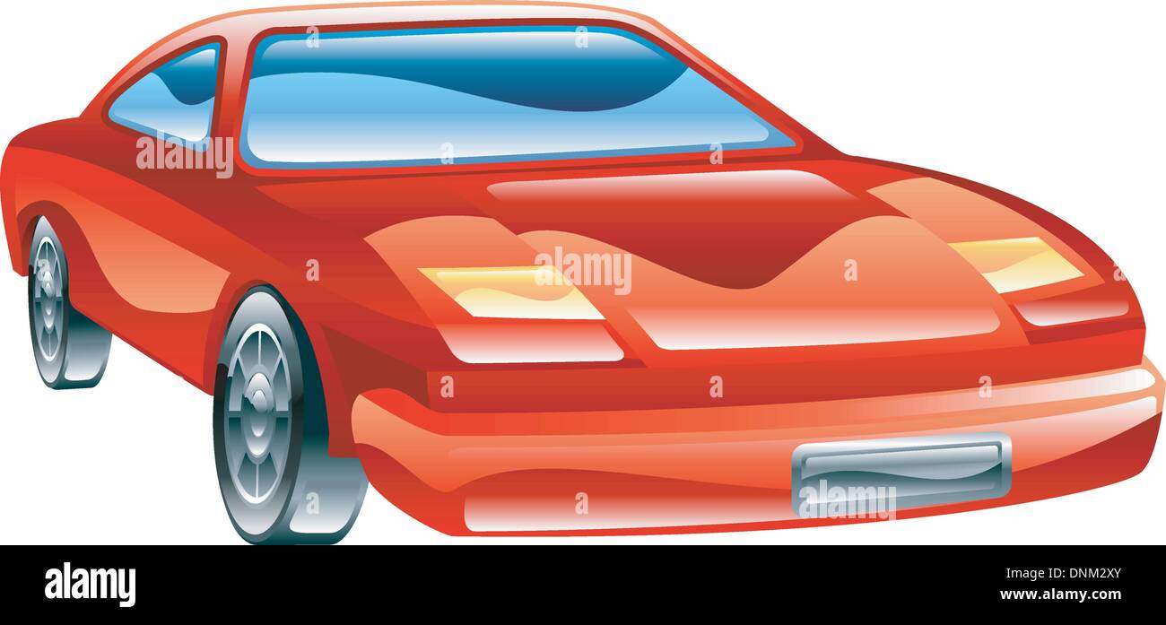 A glossy stylised red sports car icon Stock Vector