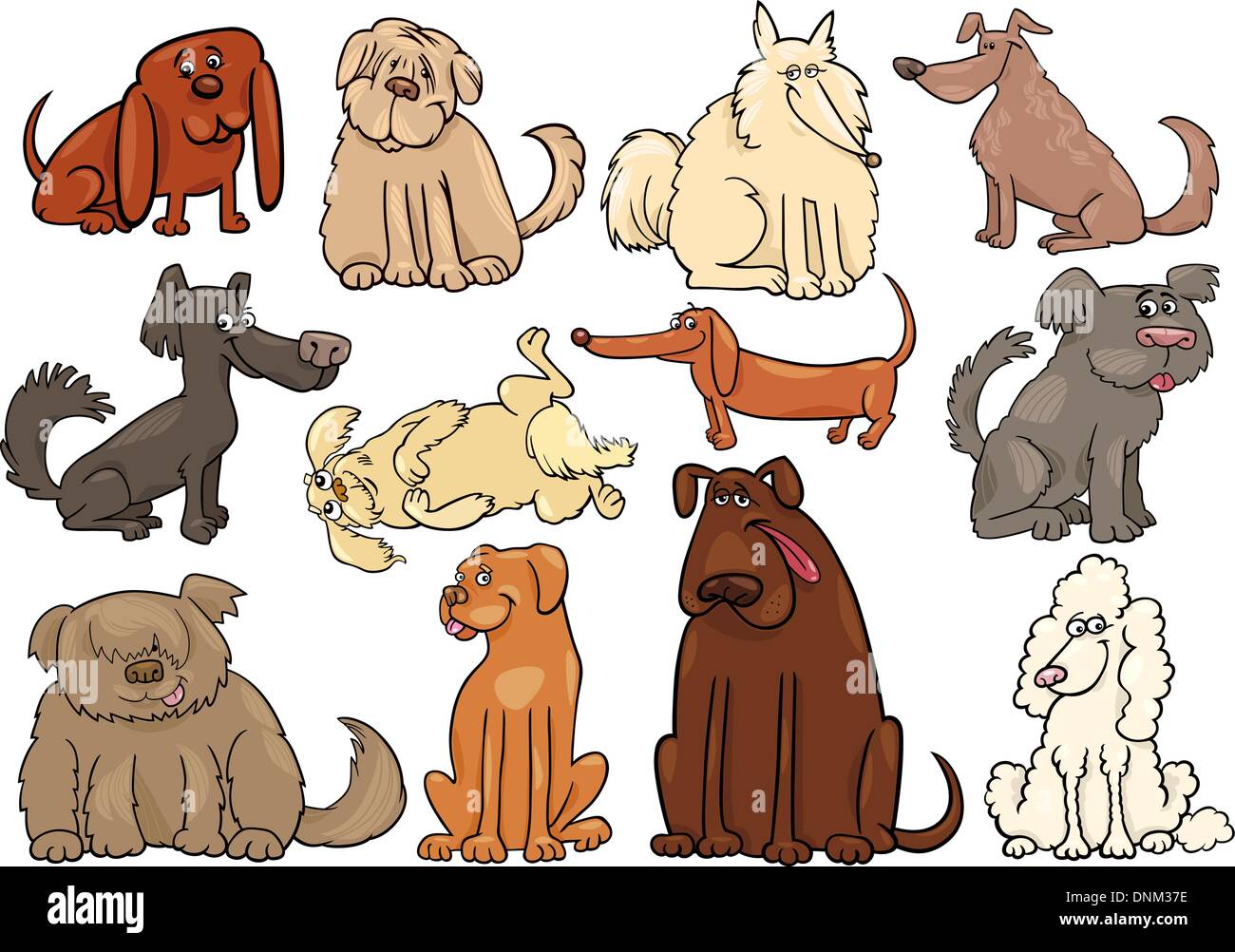Cartoon Illustration of Funny Different Dogs or Puppies Set Stock Vector