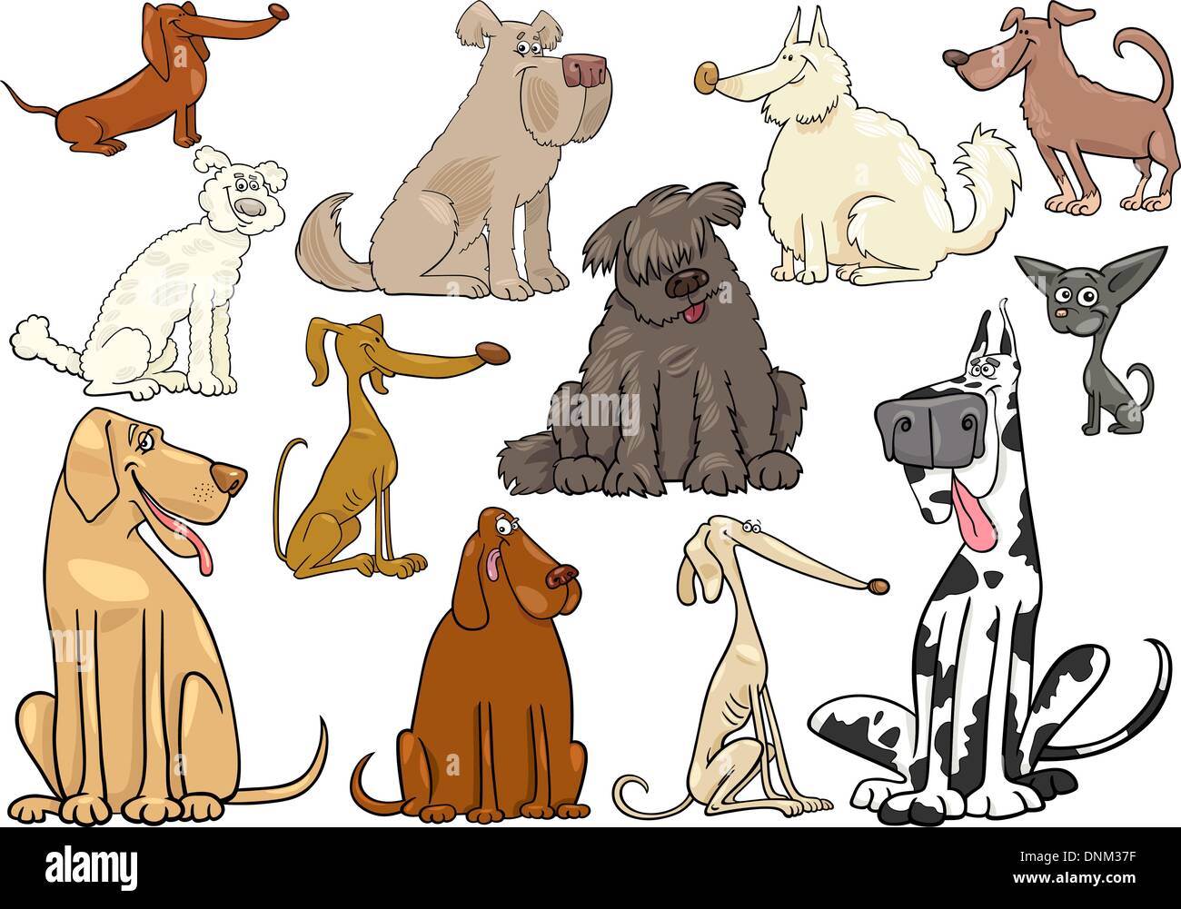 Cartoon Illustration of Funny Different Dogs or Puppies Set Stock Vector