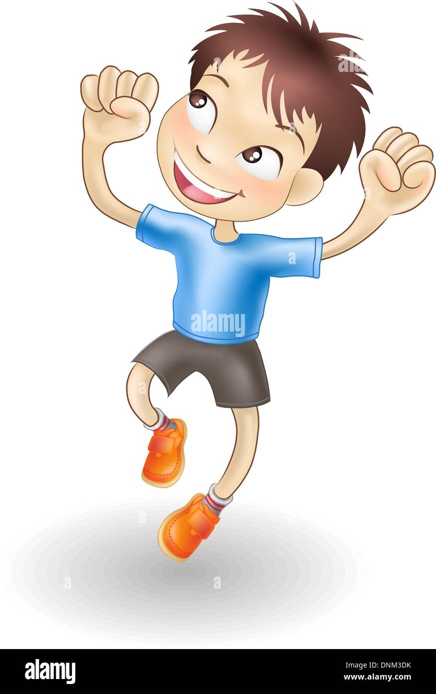 An illustration of a young Caucasian boy jumping for joy Stock Vector ...