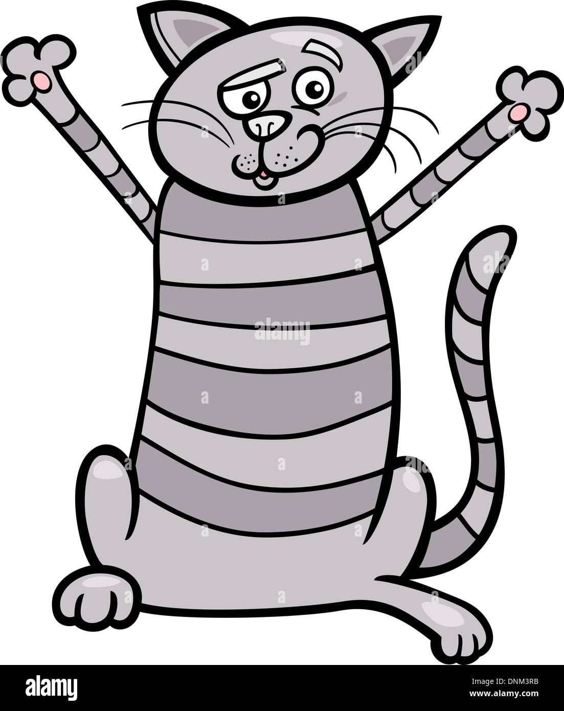 Cartoon Illustration of Happy Gray Tabby Cat Stock Vector Image & Art