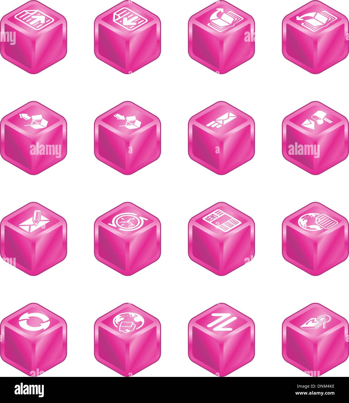 A internet browser and email cube icon set series Stock Vector