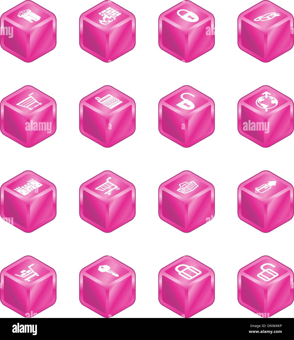 Security and e-commerce cube icon set series. Stock Vector