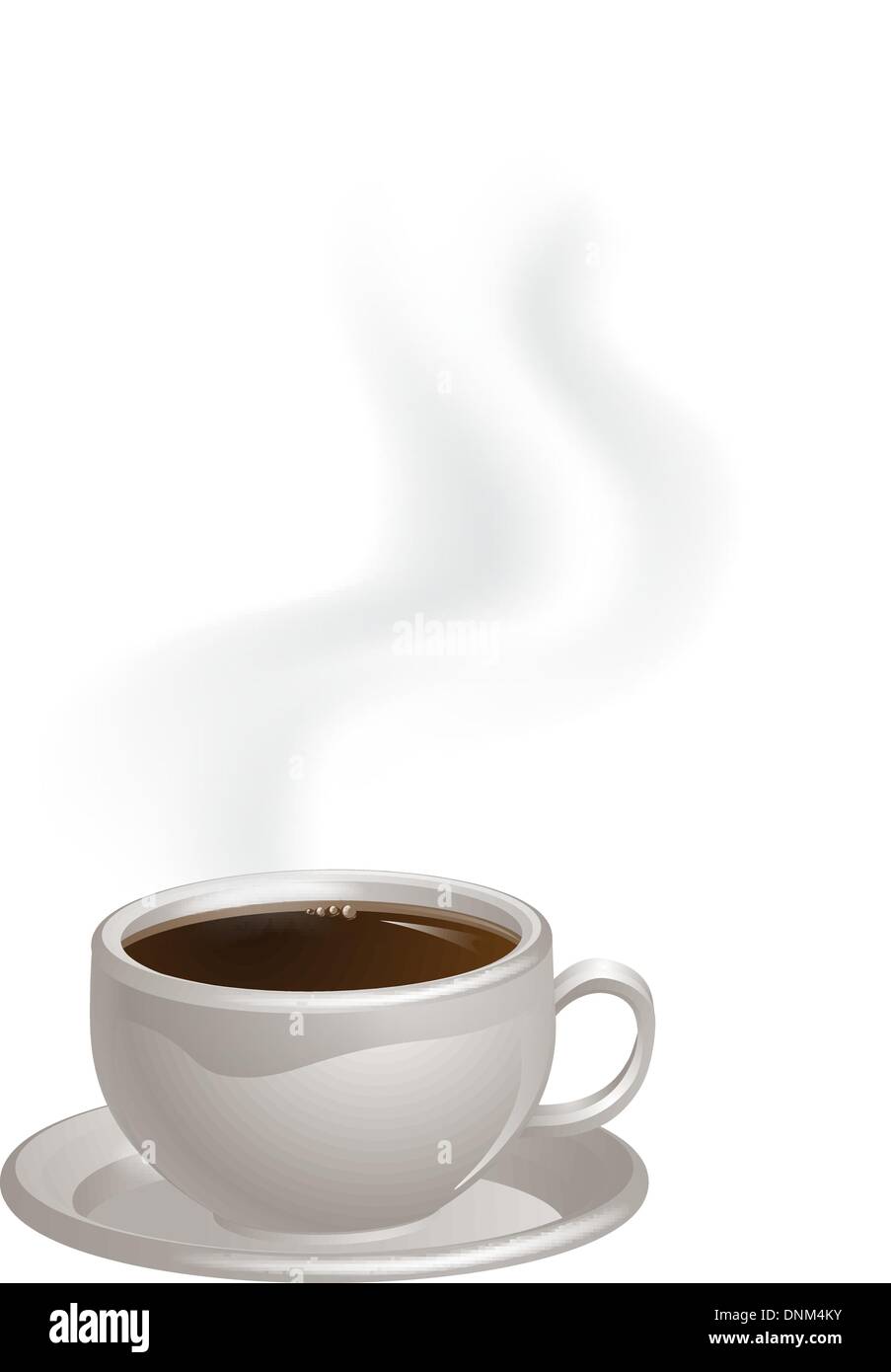 An illustration of a cup of steaming black Coffee on a saucer Stock ...