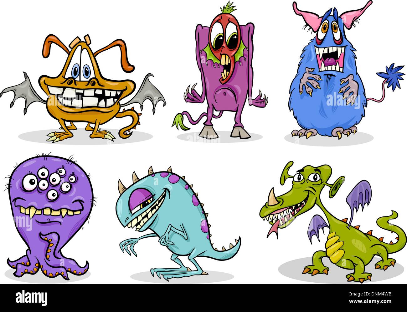 Cartoon Illustration of Fantasy Monsters or Halloween Frights Set Stock Vector