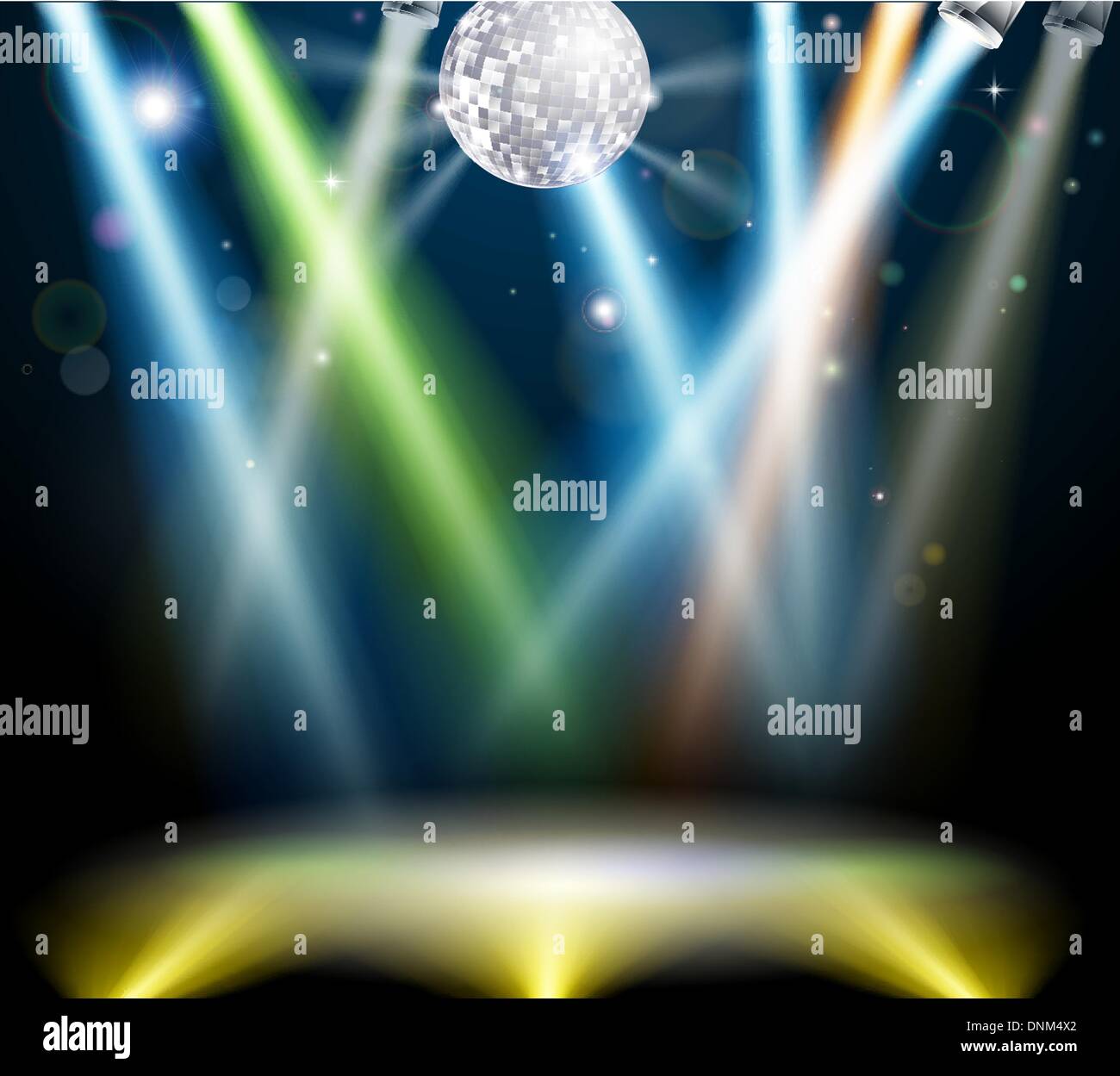 Illustration of a spotlit disco dance floor with mirror ball or disco ball Stock Vector Image